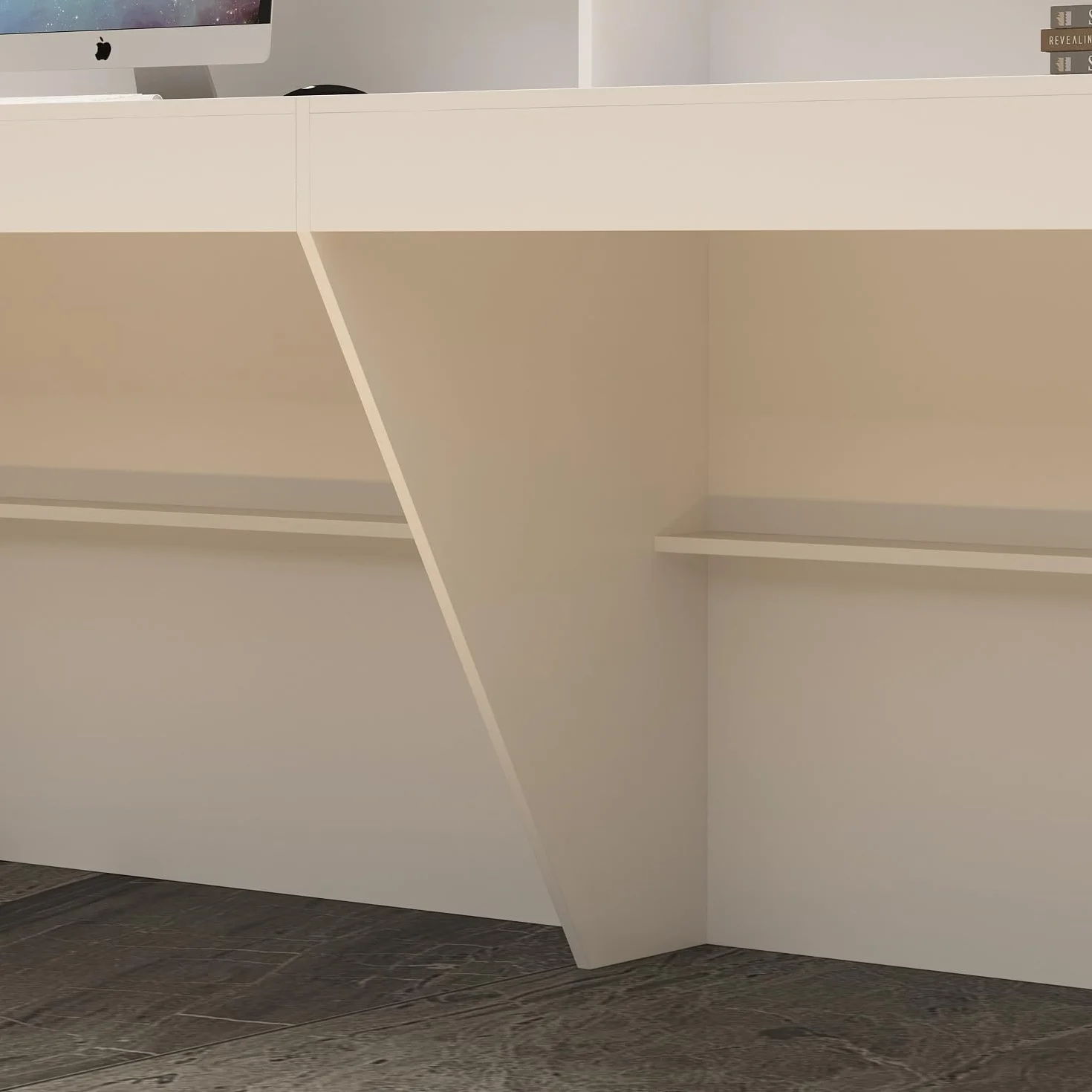 Banco di Ricevimento Con Grande Superficie di Lavoro, Bancone Della Reception, Tavolo da Ufficio Con Protezione per la Privacy, Bianco, 220 x 60 x 100 cm