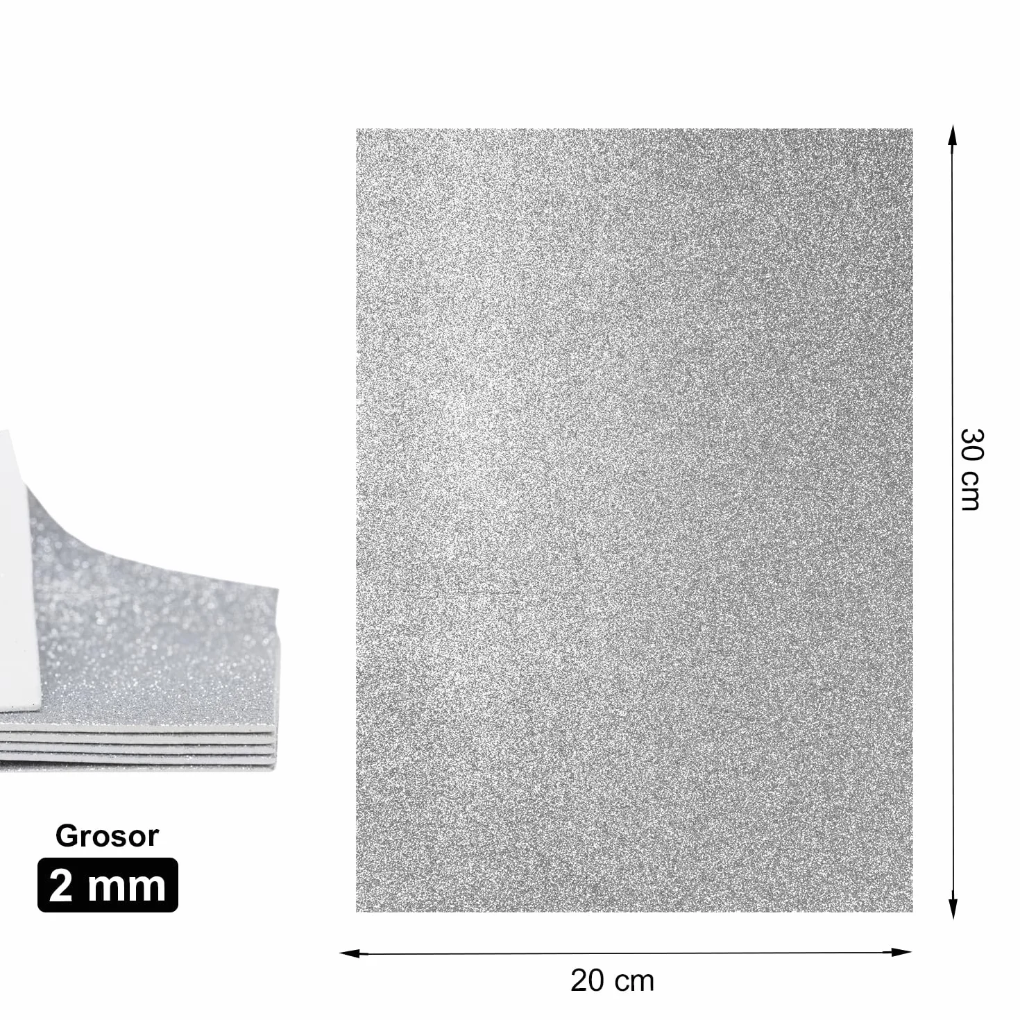 Smart Pack 5 fogli gomma Eva 20 x 30 cm argento