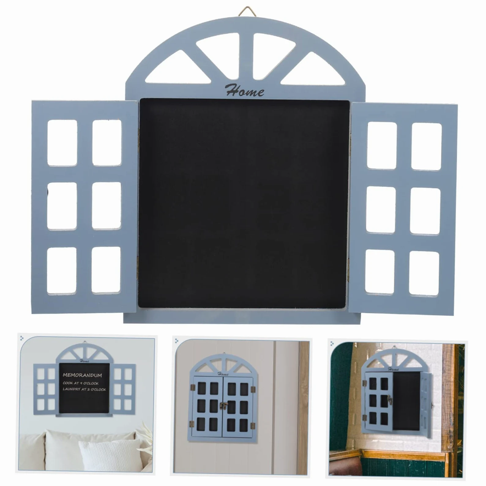 Lavagna Decorativa da Parete in Legno Stile Finestra Retrò, Multiuso per Lasciare Messaggi, Sospesa per Bar e Feste Design Unico e Funzionale