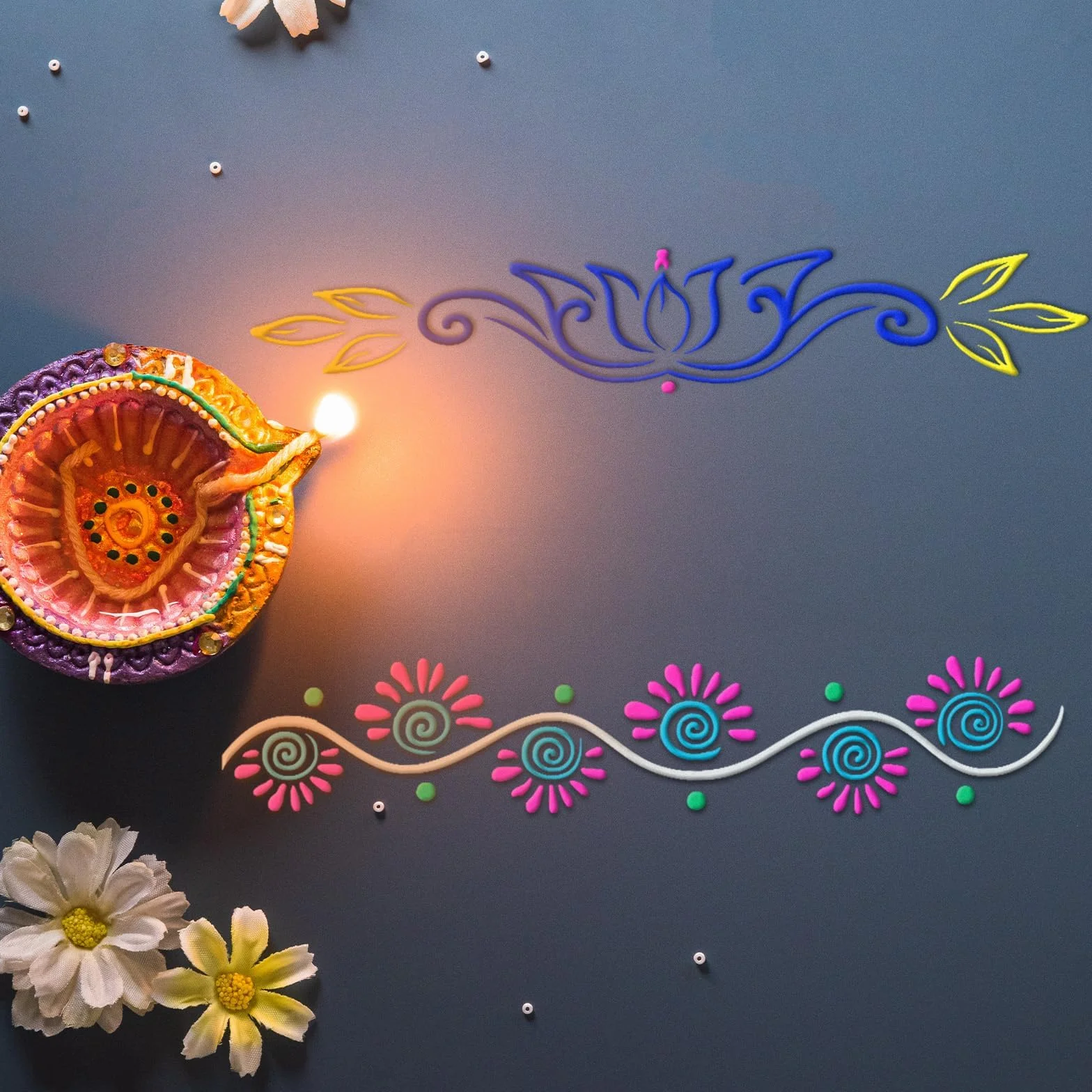 Stencil Rangoli in Legno Set 4 Pezzi Modelli Decorativi Mandala Fiori Riutilizzabili per Pittura Decorazione Pavimento