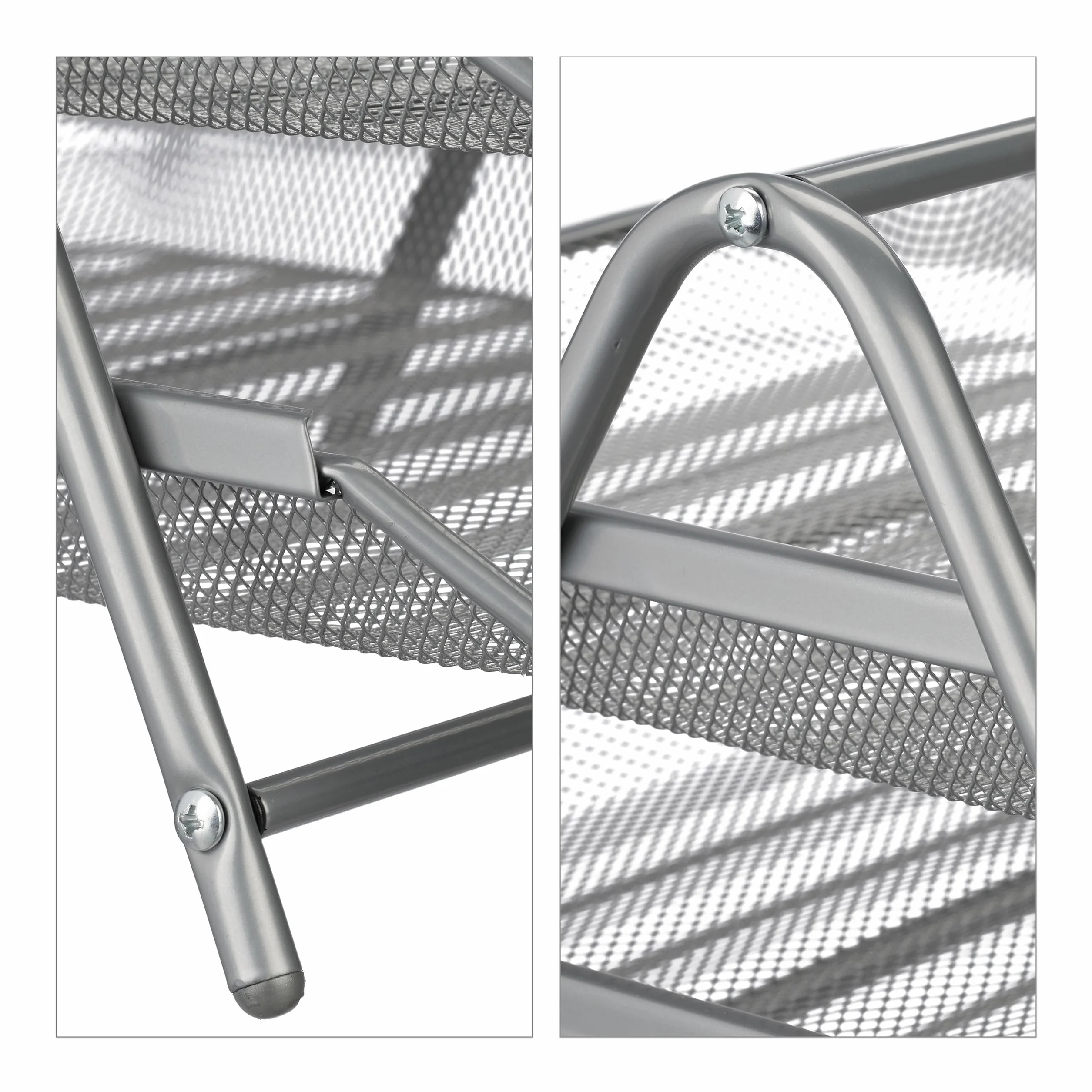 Relaxdays Organizer Portadocumenti con 5 Vaschette, Portalettere A4, HLP: 37,5 x 30 x 35 cm, Rete in Acciaio, Argentato