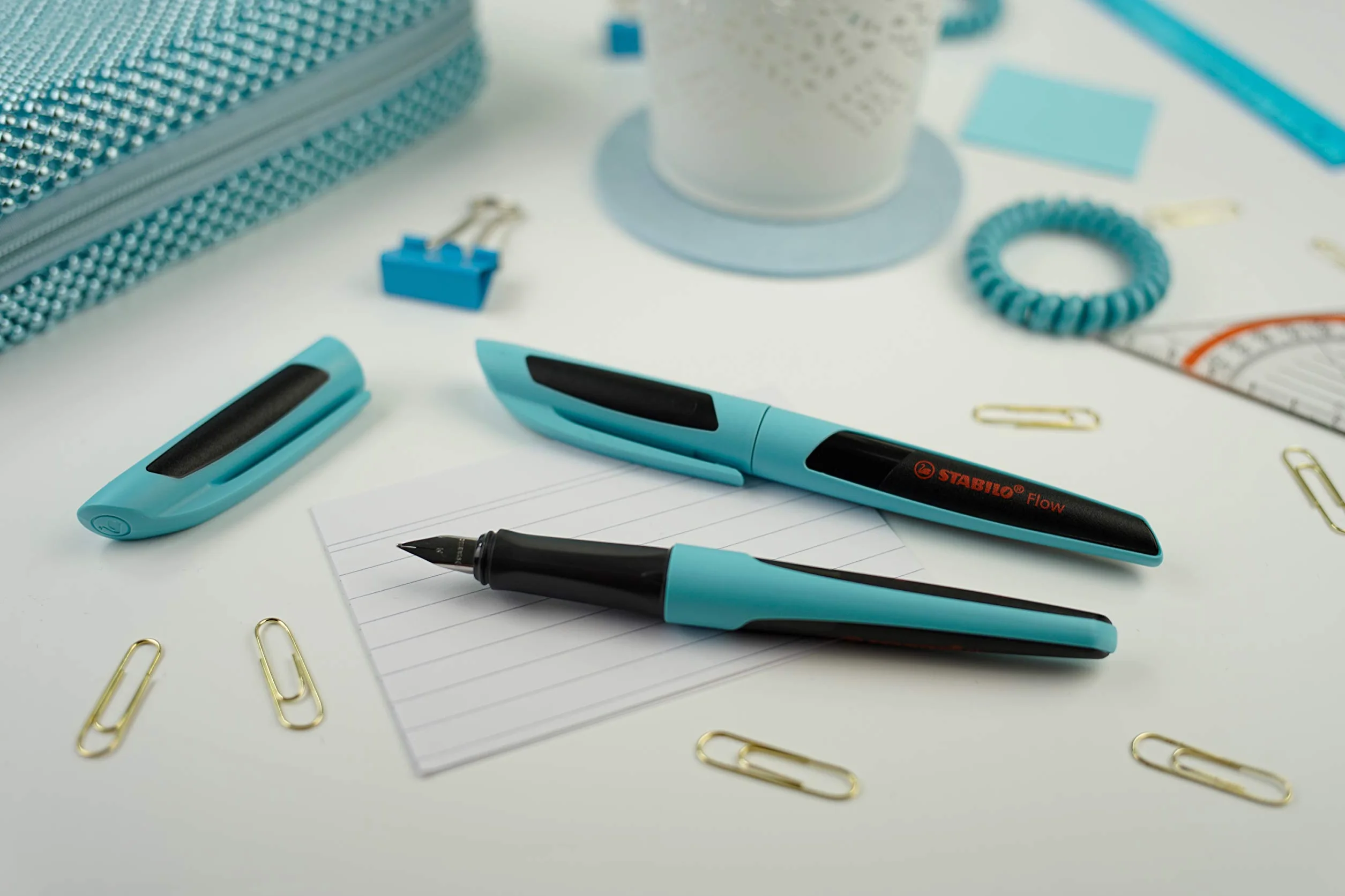 STABILO Flow SPORTY Penna Stilografica Azzurro Nero 1 Penna Cartuccia Inclusa