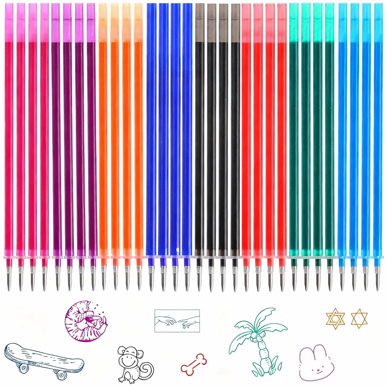 Penna Gel Cancellabile 32 Refill, Compatibili con Legami, Altezza 13 cm, Inchiostro Termosensibile, Punta 0.7 mm, Multicolore