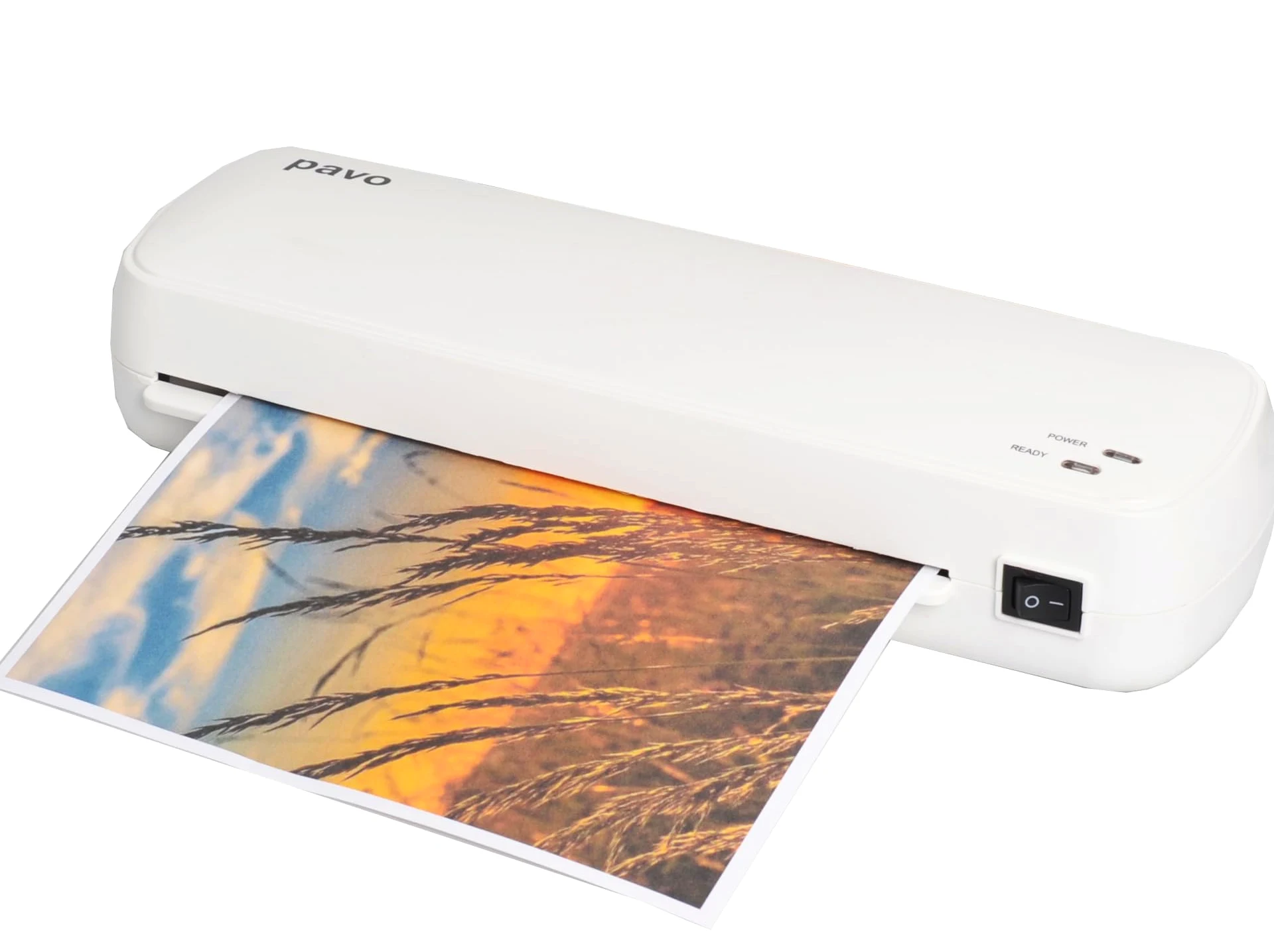 Pavo - Plastificatrice A3 bianca + set di 10 fogli di laminazione, max. 250mic (2x125mic)