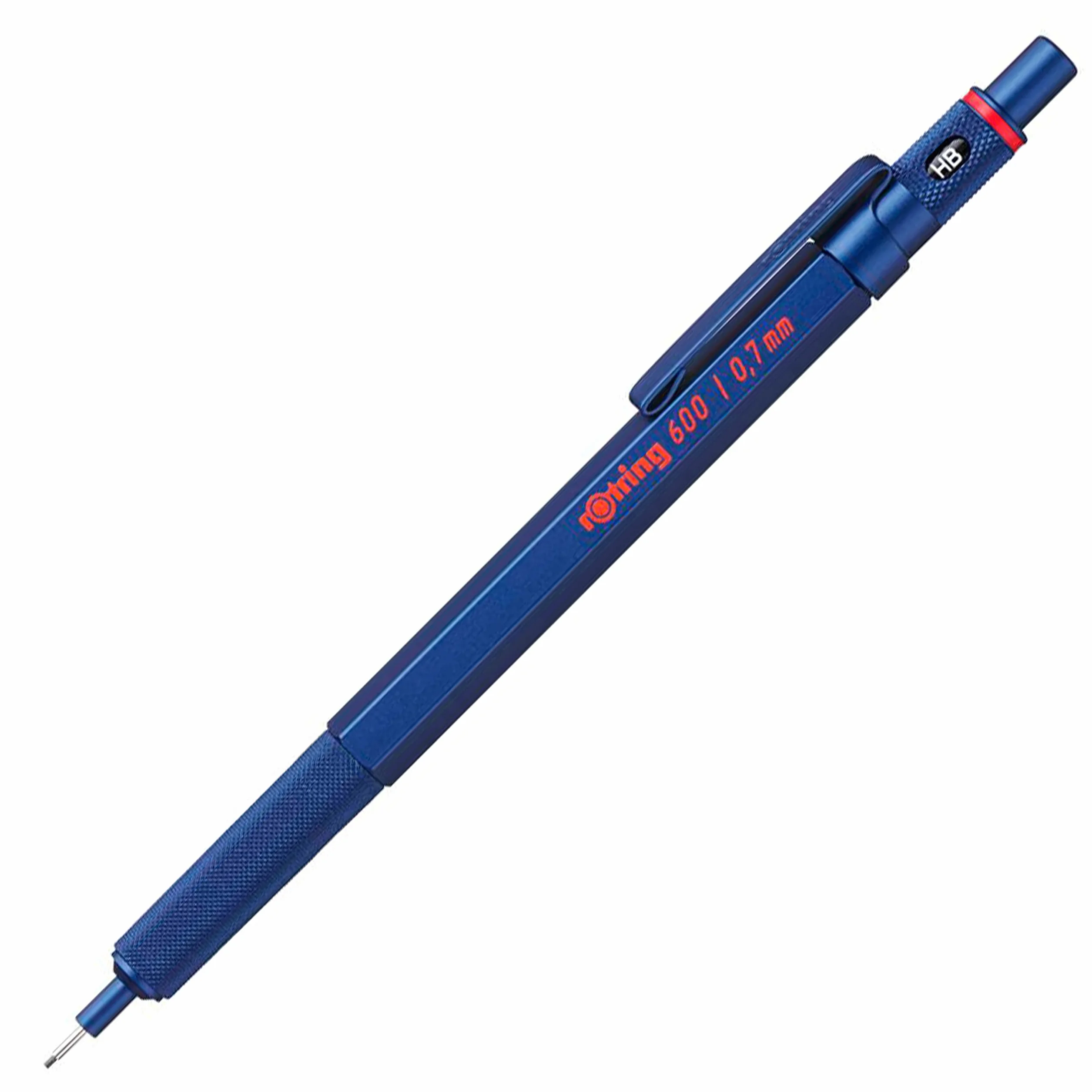 rOtring 600 portamine | 0,7 mm | corpo interamente in metallo blu | impugnatura zigrinata antiscivolo e corpo esagonale