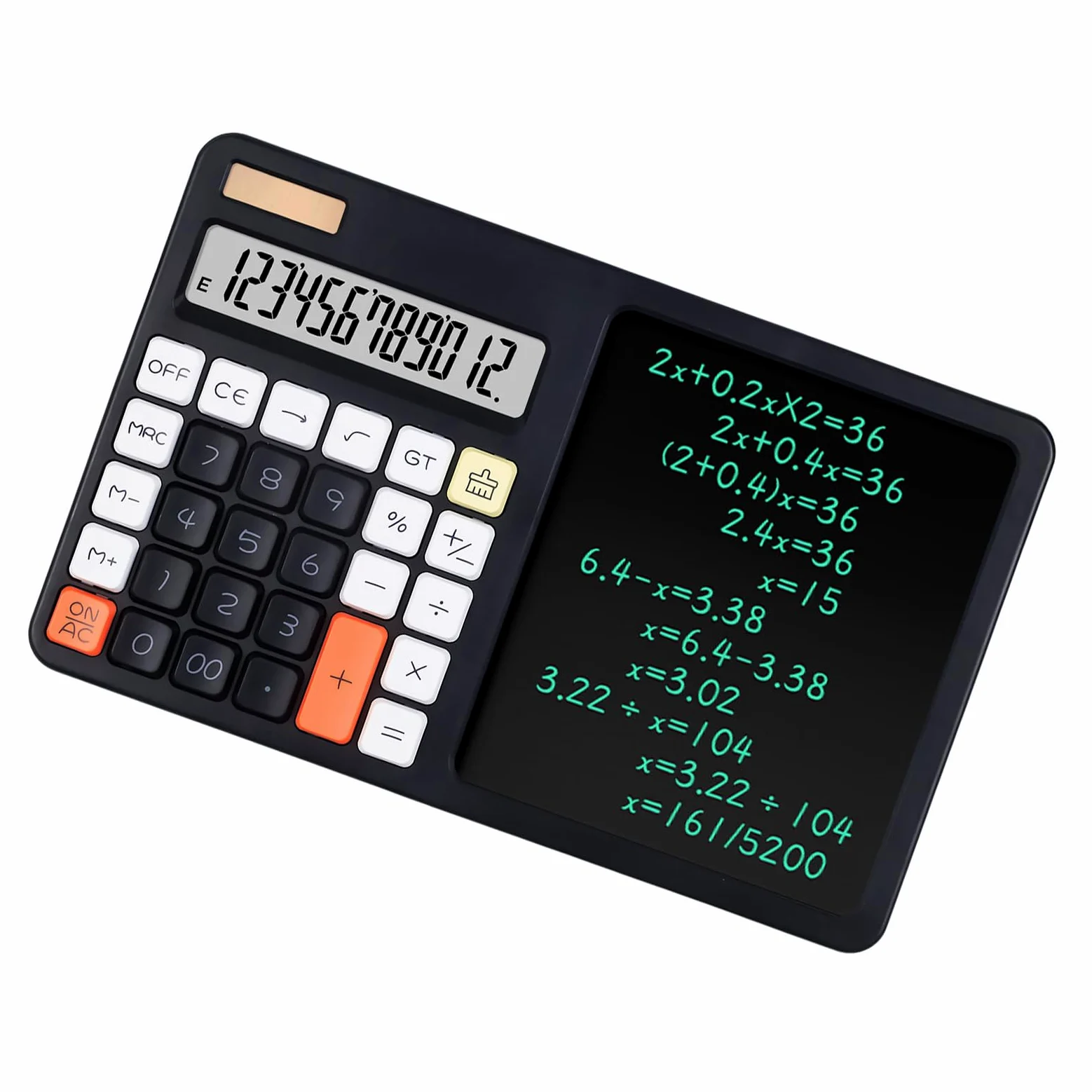 Calcolatrice da tavolo con grande display LCD a 12 cifre, funzione standard per ufficio, casa, scuola, tavolo studente, con lavagna LCD