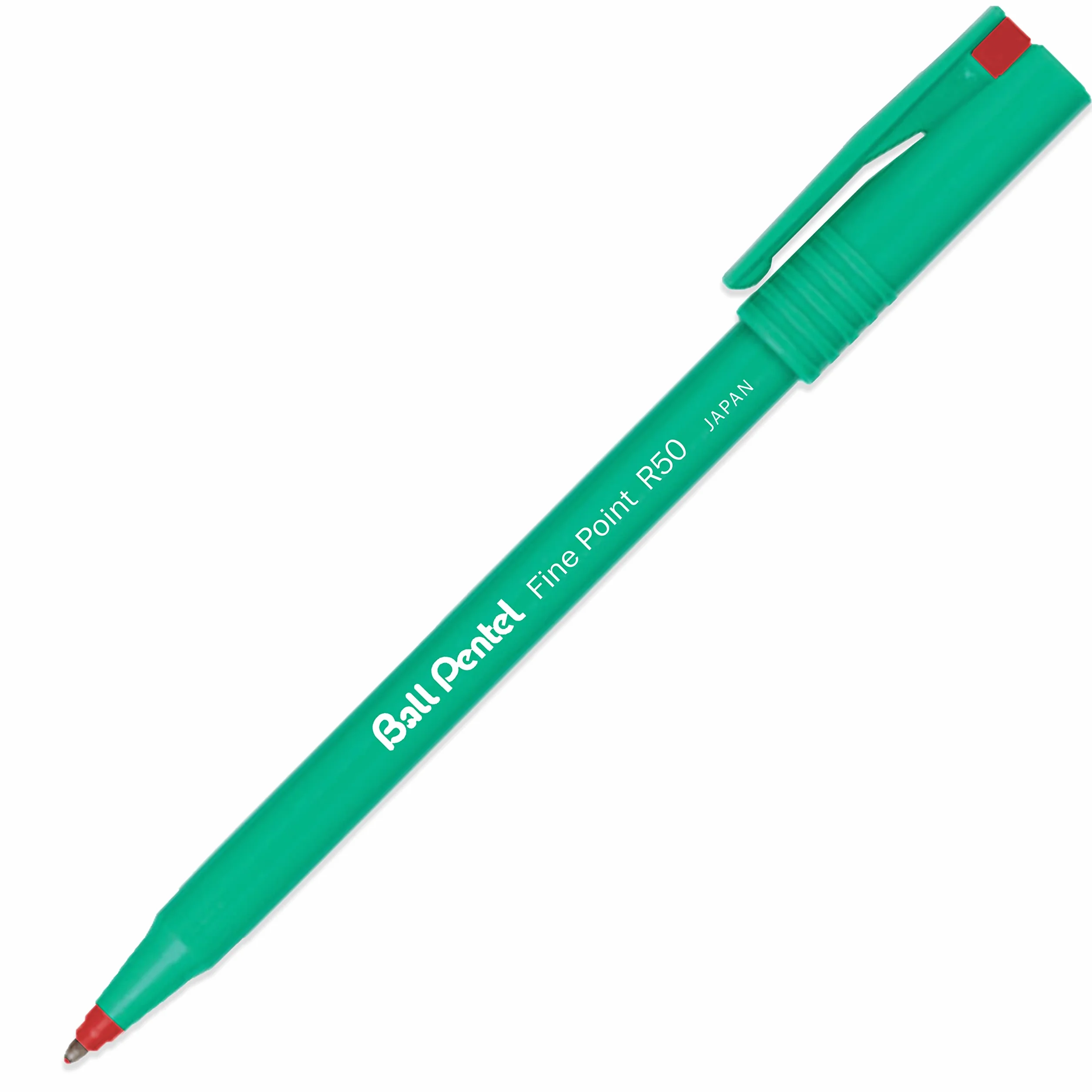 Pentel R50 Pennarelli a Sfera a Inchiostro Liquido Punta Fine 0,8 mm Larghezza Tratto 0,4 mm 4 Pezzi Nero Blu Rosso Verde