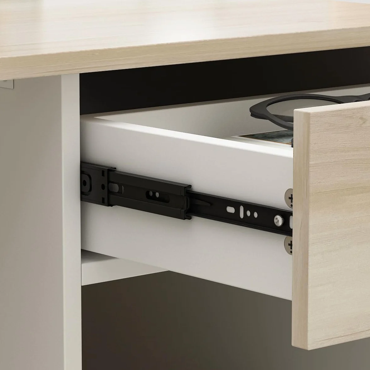 bancone reception, mobile da ufficio in legno e bianco, 140 x 60
