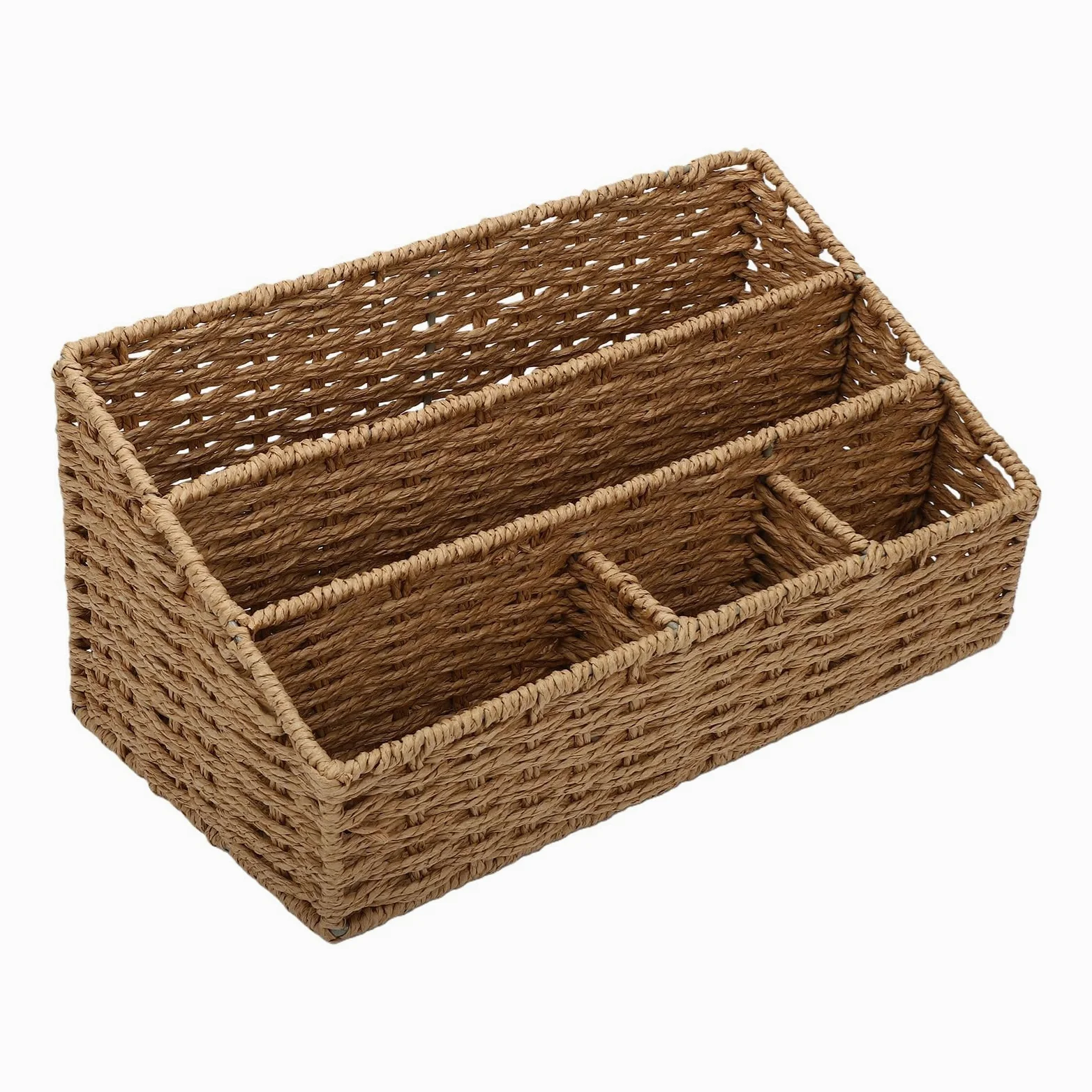 Jectse Organizer Posta in Tessuto Portafile Da Scrivania, 2 Pezzi, for | Organizer da scrivania in rattan naturale con struttura in ferro per forniture per ufficio, vassoio per lettere, contenitore
