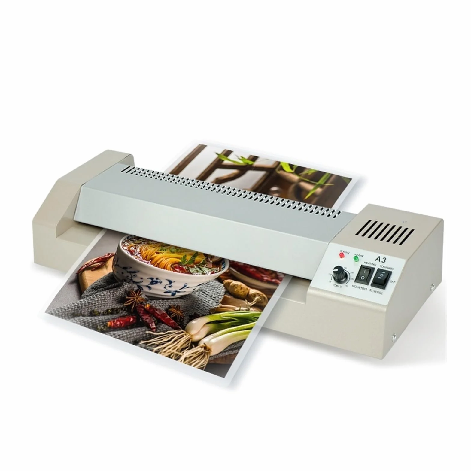 Plastificatrice, macchina plastificatrice, Macchina for laminazione fotografica LM-320 Macchina for laminazione fotografica a caldo e a freddo, 4 rotoli, pellicola for buste A3 e A4 per uso in ufficio