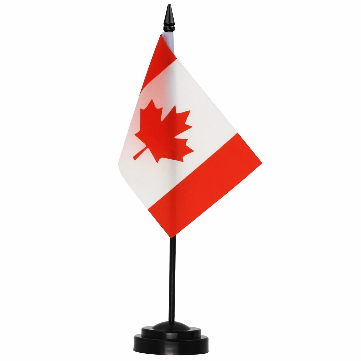 ANLEY Canada Deluxe bandiera da scrivania 6 x 4 pollici bandiera canadese in miniatura asta 12" base nera