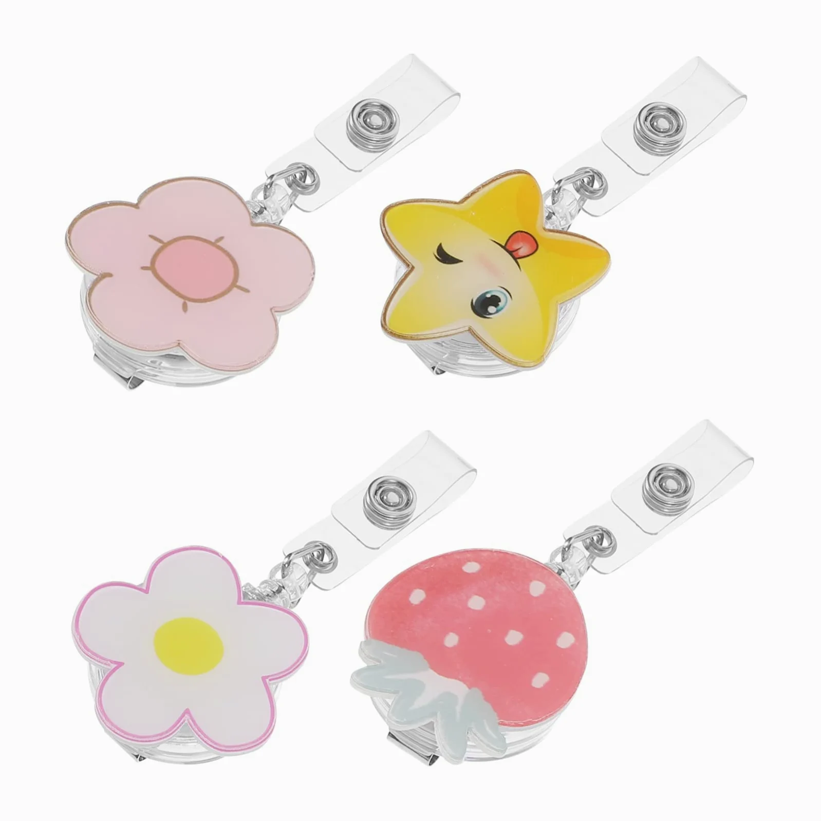 SHINEOFI 5 Set Di Cordino Porta Badge Retrattile Con Clip Per Targhetta Identificativa Con Clip Posteriore Fissata Per Lavoratori Del Settore 4 Pezzi * 5