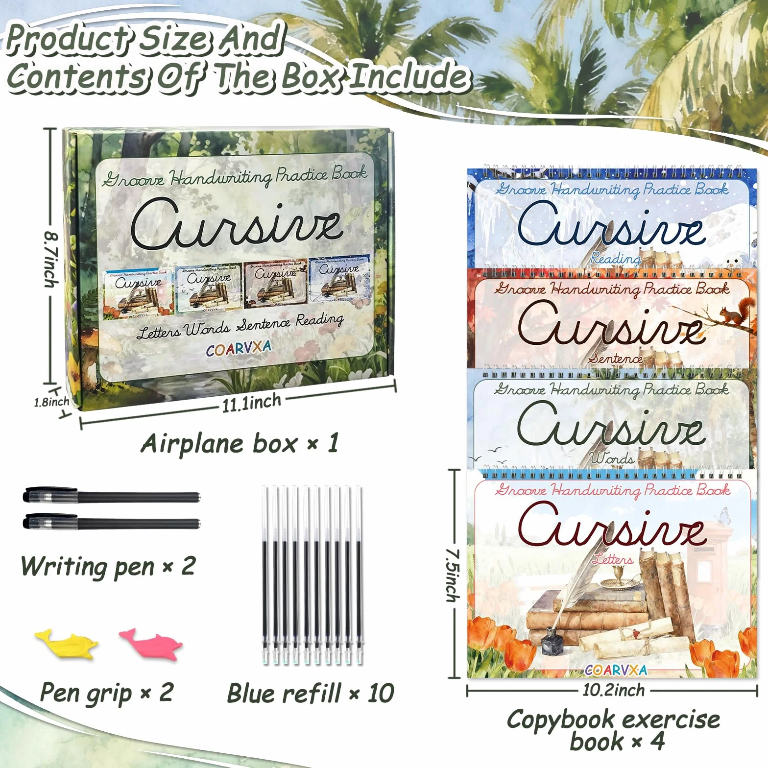 Confezione da 4 quaderni di lavoro per scrivere a mano corsiva, libri di pratica di scrittura con scanalature magiche, libri riutilizzabili per esercitazioni di scrittura a mano, cartella di