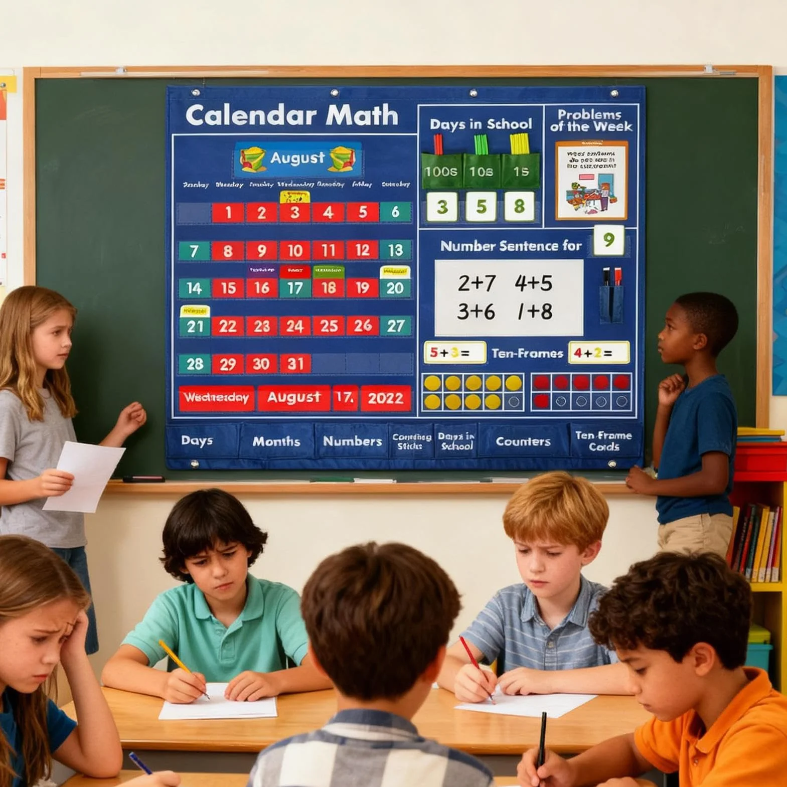 Calendari Tascabili Portatile Per Attività | Tabellone Con Tasche Per Insegnanti Per Bambini Ragazze Insegnanti Genitori Vacanze Classe Casa Prescolare Elementare