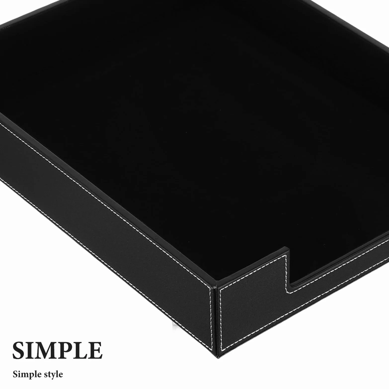 BESTonZON Vassoio Portadocumenti per Scrivania in Pelle Pu Nero, Organizzatore di File per Ufficio Impilabile, Porta Lettere A4 per Desktop, Supporto Cartaceo Resistente e Accesso Rapido