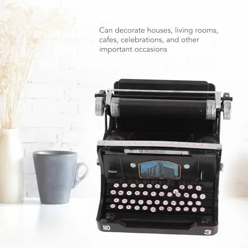 Haofy Macchina da Scrivere Vintage Portatile, Macchina da Scrivere Funzionale in Miniatura, Costruzione in Ferro Fatta a Mano, Ideale per gli Appassionati di Arredamento retrò e Scrittura