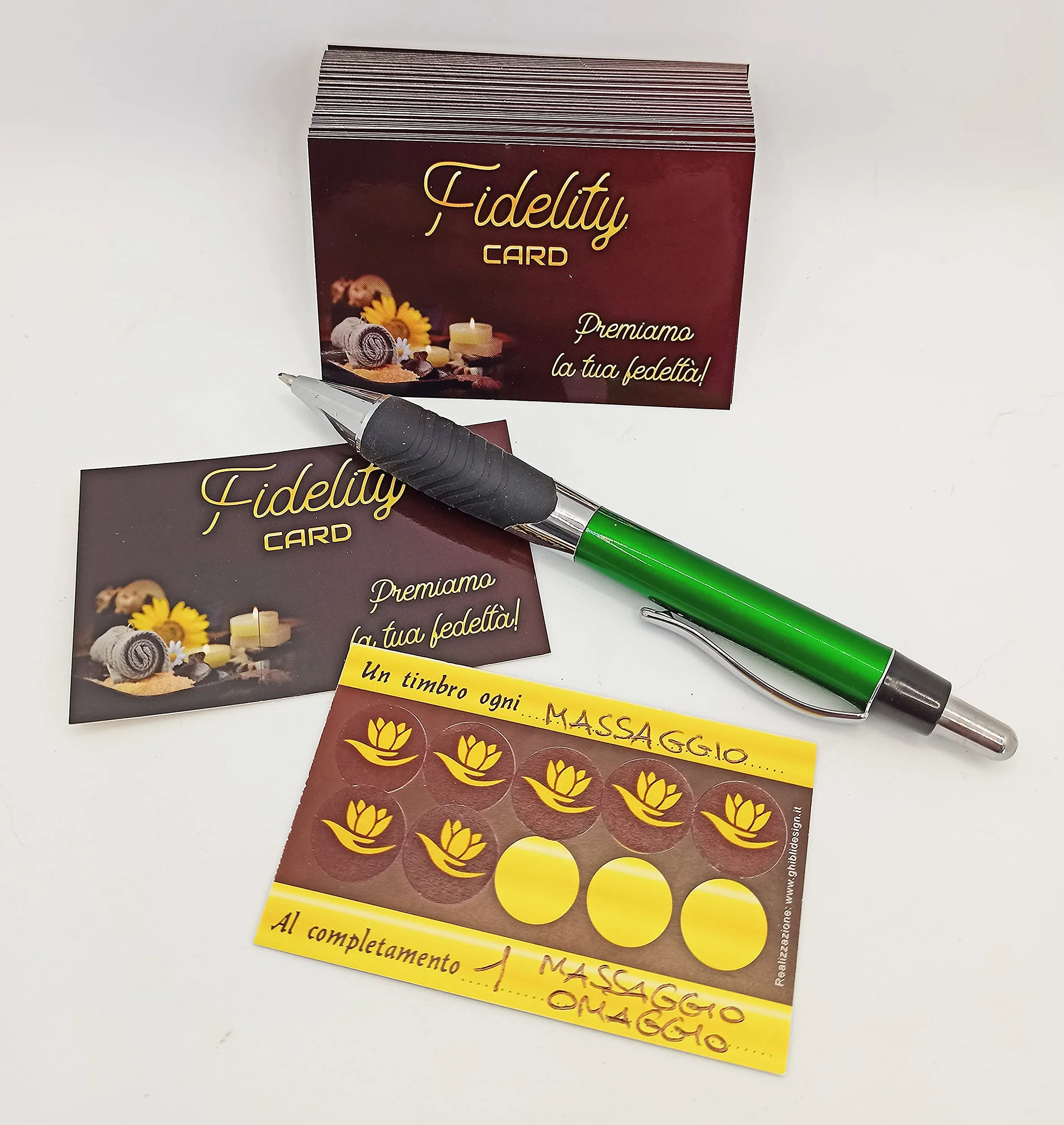 GHIBLI 50 Tessere Fedeltà 500 Bollini a Colori Fidelity Card Estetista Spa Benessere
