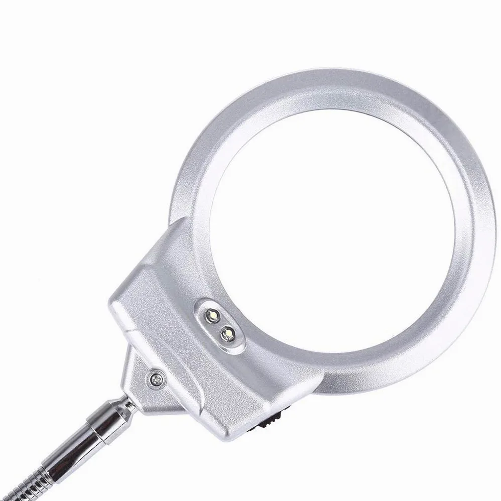 Lente d'Ingrandimento Pieghevole a LED, Lampada da Tavolo Pieghevole da Donna con Supporto in Metallo, Lente d'Ingrandimento con Scala, Nuvole di Buon auspicio