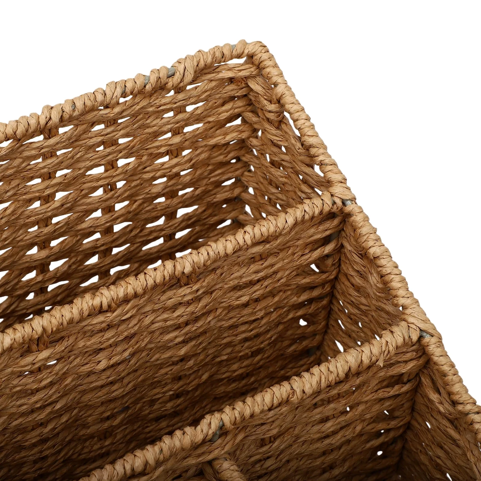 Jectse Organizer Posta in Tessuto Portafile Da Scrivania, 2 Pezzi, for | Organizer da scrivania in rattan naturale con struttura in ferro per forniture per ufficio, vassoio per lettere, contenitore