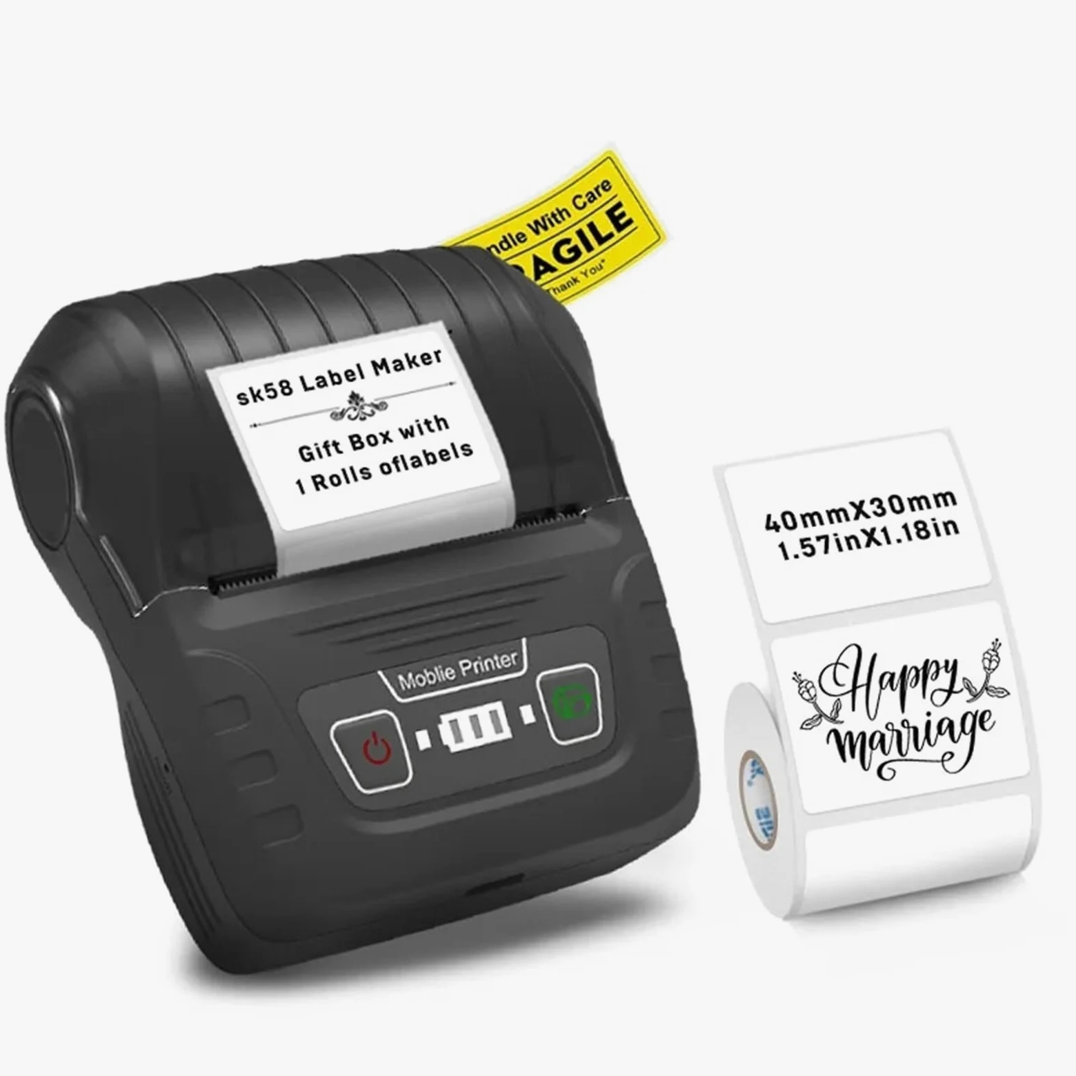 Etichettatrice, Stampante Termica Portatile SK58 Con Etichette Autoadesive Mini For Adesivi Bluetooth,per casa, cucina, ufficio(Green-1-roll)