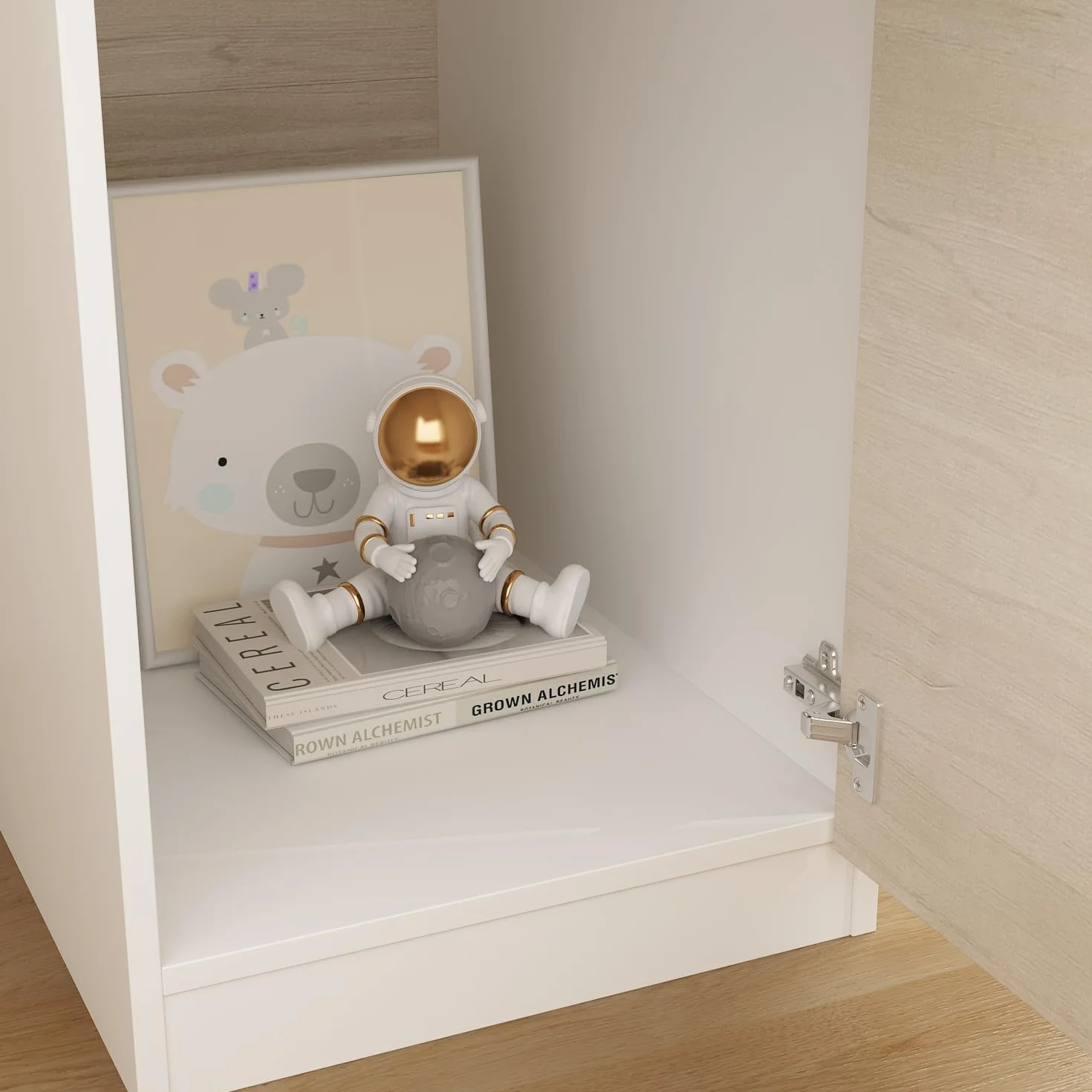 Banco della reception, grande bancone della reception, cassette con scomparti aperti, reception, banconi della reception, mobili da ufficio, colore legno e bianco, 140 x 60 x 110 cm, MDF