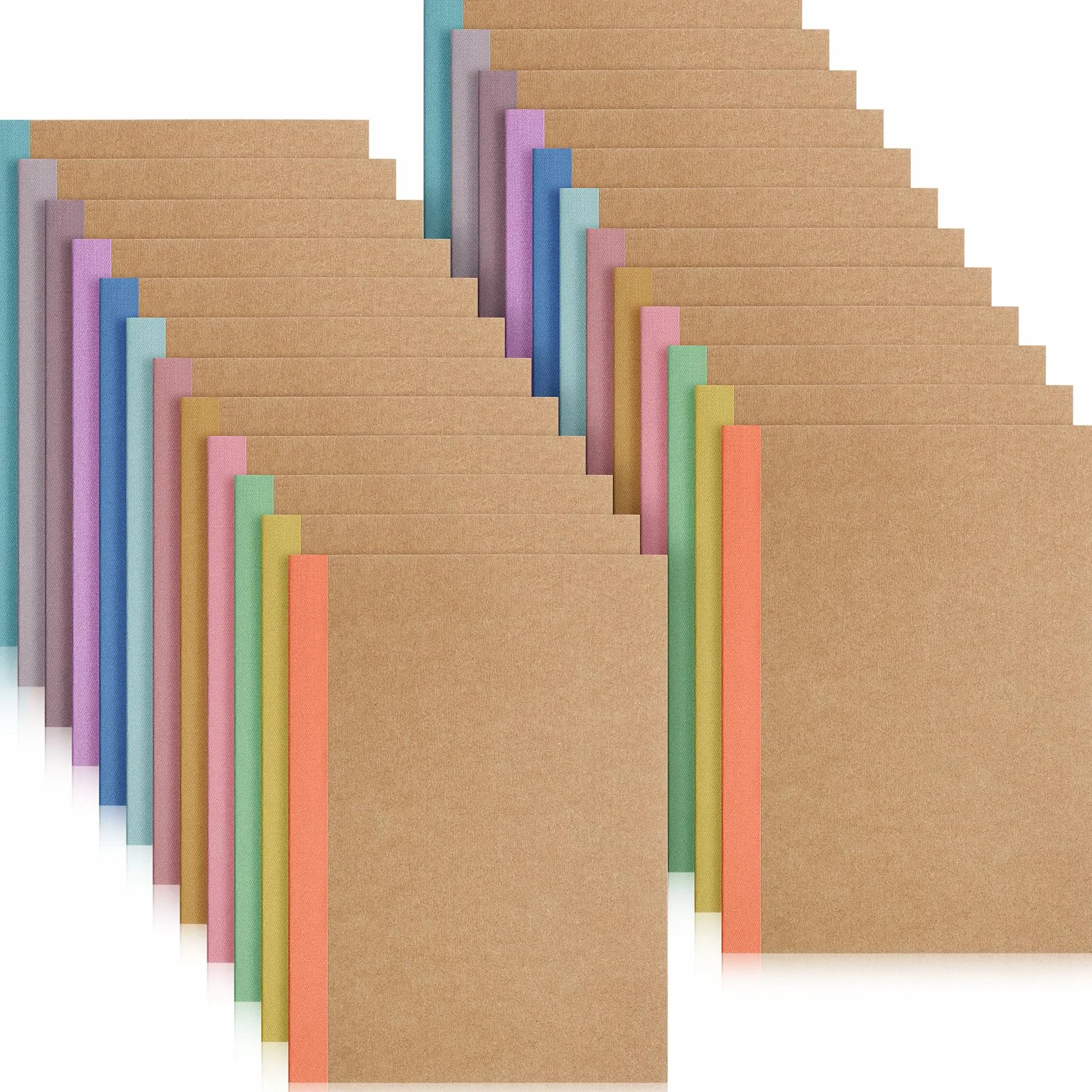 Harloon 24 quaderni formato A5, 20,3 x 14,6 cm, a righe, in carta kraft con dorso arcobaleno, piccoli quaderni a righe per ufficio e casa (colore vivace)