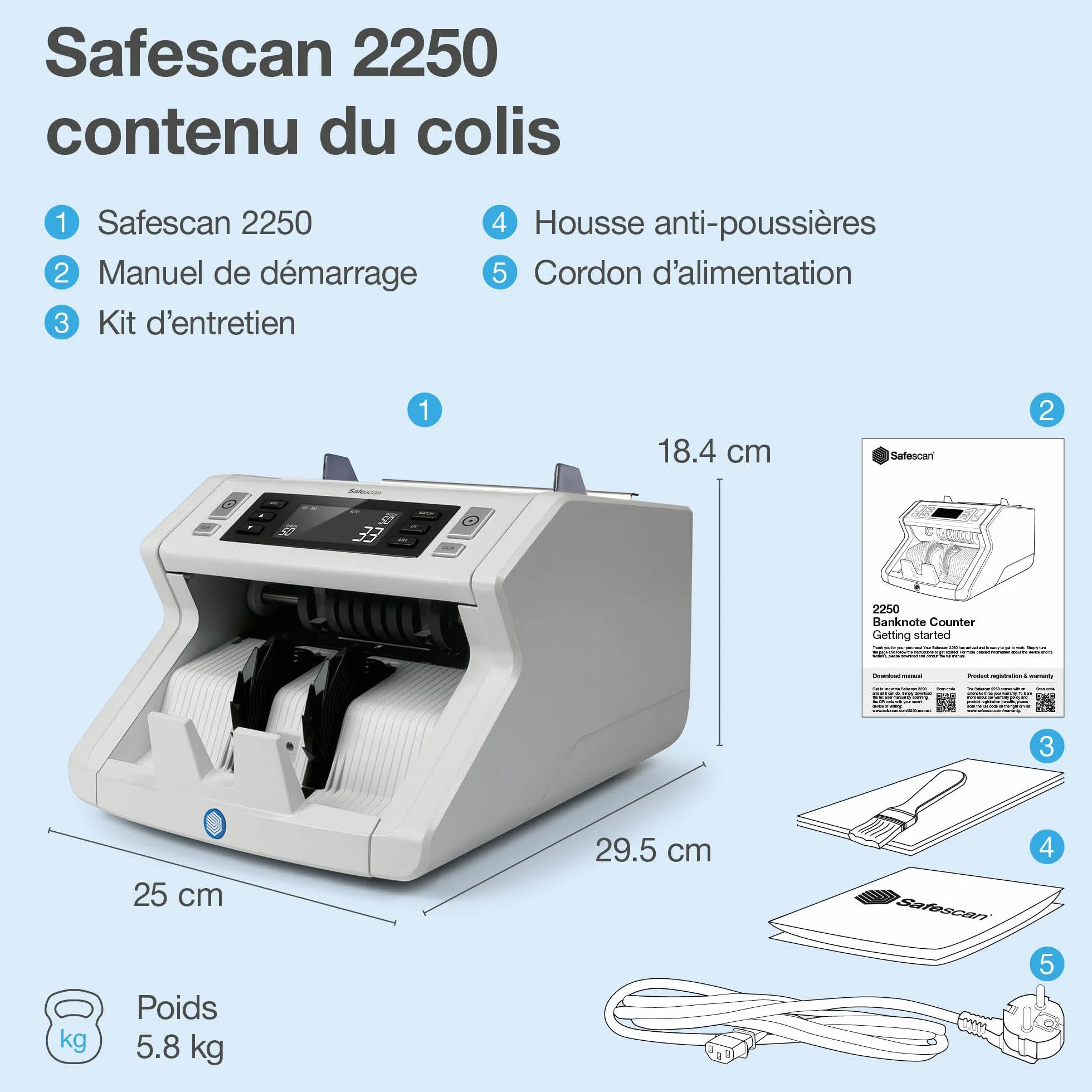Safescan 2250 contabanconote che conta banconote ordinate - Contabanconote con verifica banconote a 3 punti - Contabanconote per banconote ordinate e per tutte le valute
