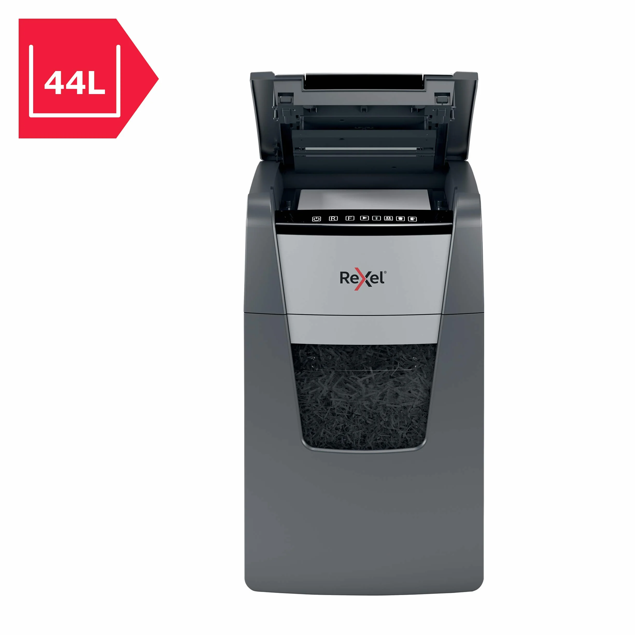 REXEL Optimum Auto Feed+ 130X, Distruggidocumenti Automatico, 130-150 Fogli (80-70 gr/mq), Taglio a Frammento, Livello di Sicurezza P-4, per Piccoli Uffici, Capacità 44 Litri, 2020130XEU