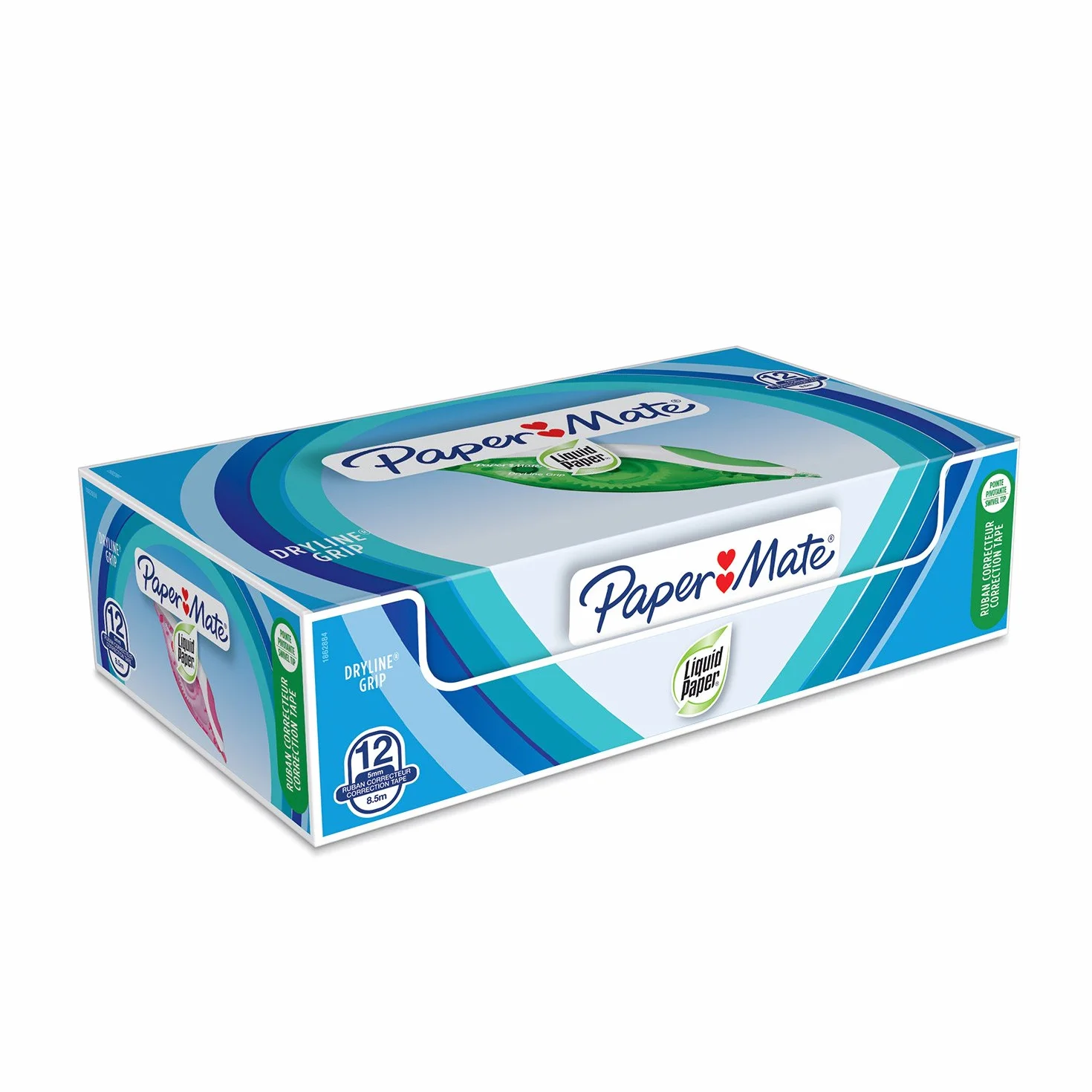 Paper Mate Liquid Paper DryLine Grip correttore a nastro confezione da 12 colori assortiti