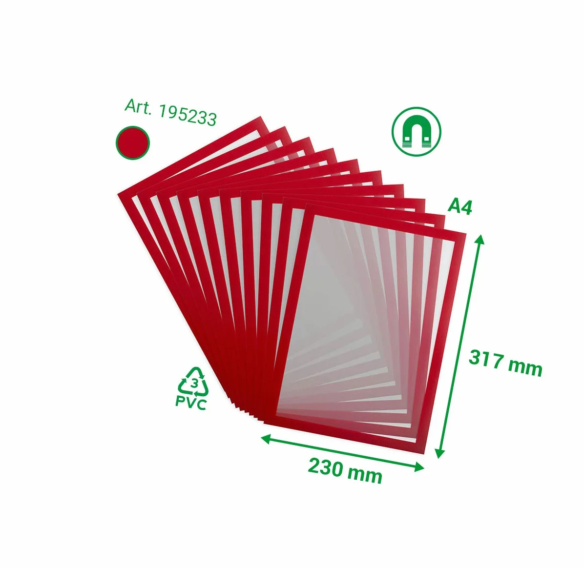 Tarifold Magneto PRO 10 Cornice magnetica A4 rosso 10 unità