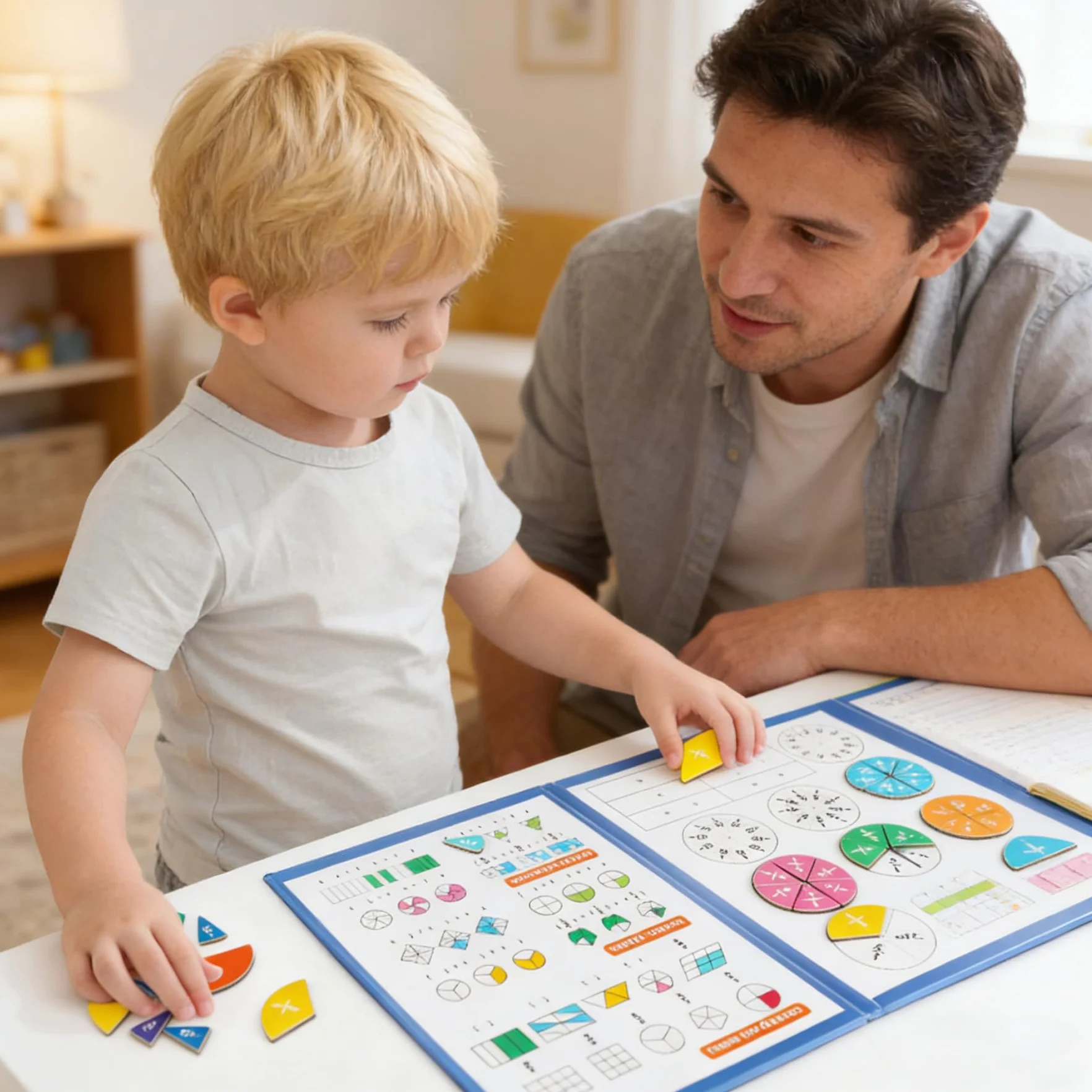 Piastrelle Magnetiche per Frazioni, Cerchi di Frazione con Percentuali e Decimali - Set Materiali Matematica Montessori