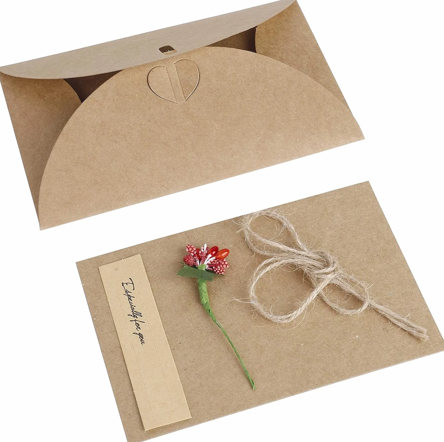 Cartolina di Auguri Fatti a Mano 10 Pezzi Carta Kraft con Buste Retrò 17.5cm x 11cm