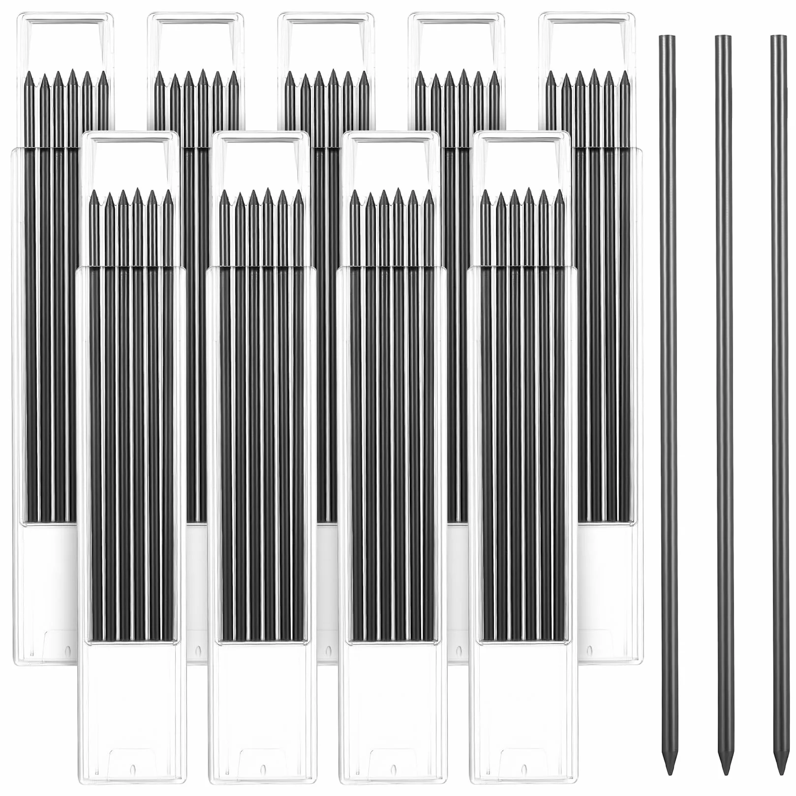 Mine per Matite Meccaniche 2,8 mm Ricariche per Matita Carpentiere 54 Pz (nero)