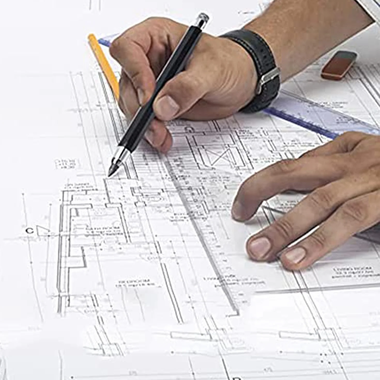 Set di portamina in metallo 5,6 mm con clip e 4 mine per costruzione, disegno, schizzi artistici