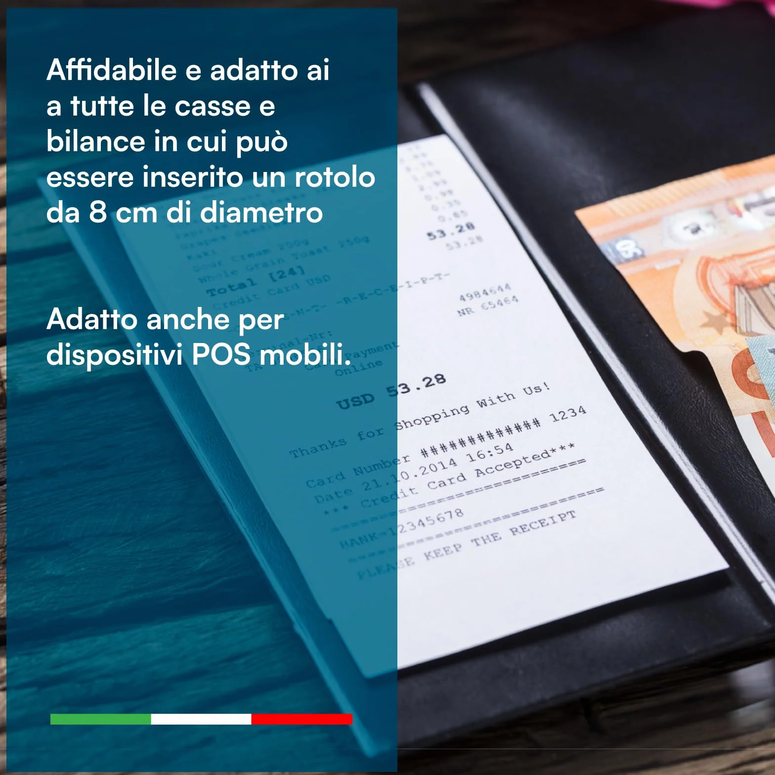 Rotoli Termici per Registratori di Cassa - 20 Rotolini di Carta Termica Omologata 80mm x 80m Universale di Alta Qualità con Diametro 70mm Senza BPA - Compatibili con Nexi Axerve Ingenico