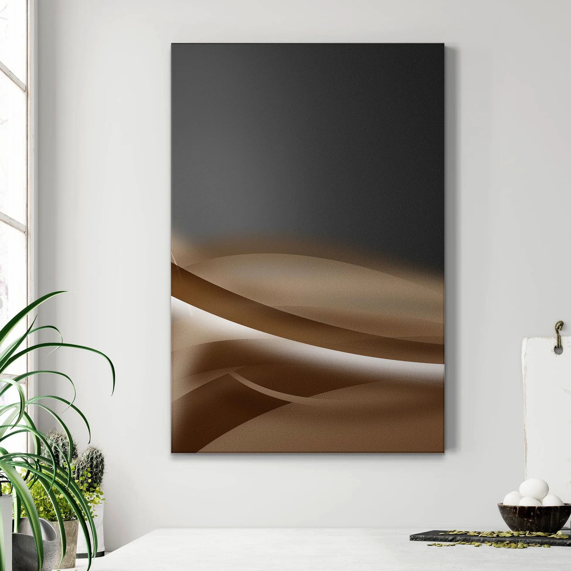 DEQORI Lavagna magnetica con stampa UV | motivo "marrone in movimento" | design rettangolare 60 x 90 cm | Lavagna in metallo a gesso scrivibile – Decorazione da parete per cucina, corridoio, cameretta
