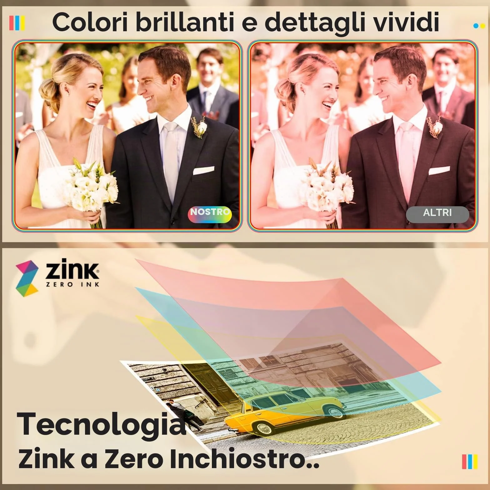 Liene Pearl K100 2x3'' Zink Carta Fotografica 50 Fogli Impermeabile Antistrappo