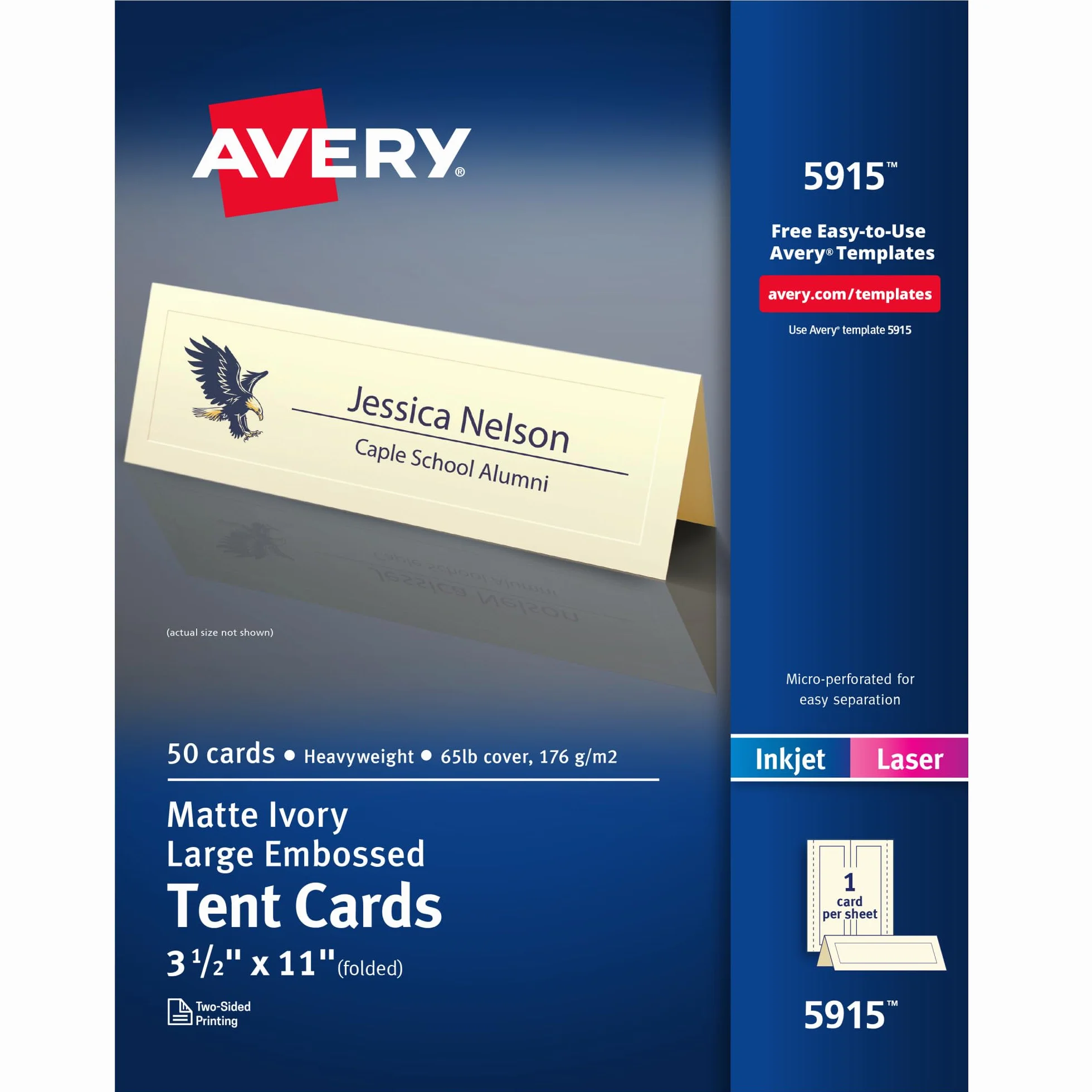 AVERY Cartoncini grandi in rilievo avorio 7,8 x 27,9 cm confezione da 50