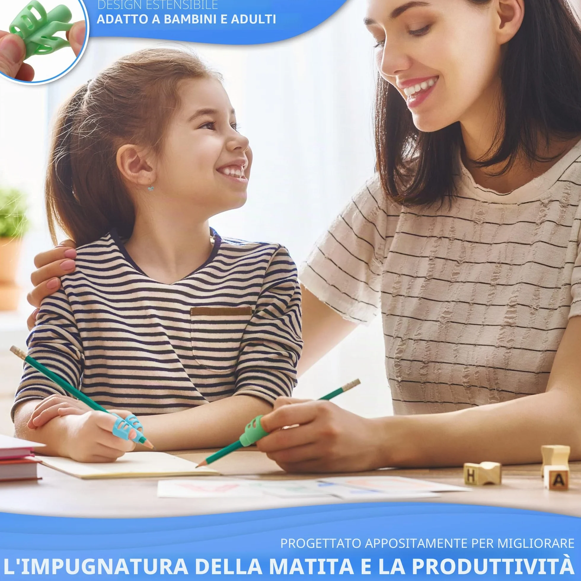 Stylo Impugnatura Matita Bambini, Confezione da 6, Impugnature Ergonomiche