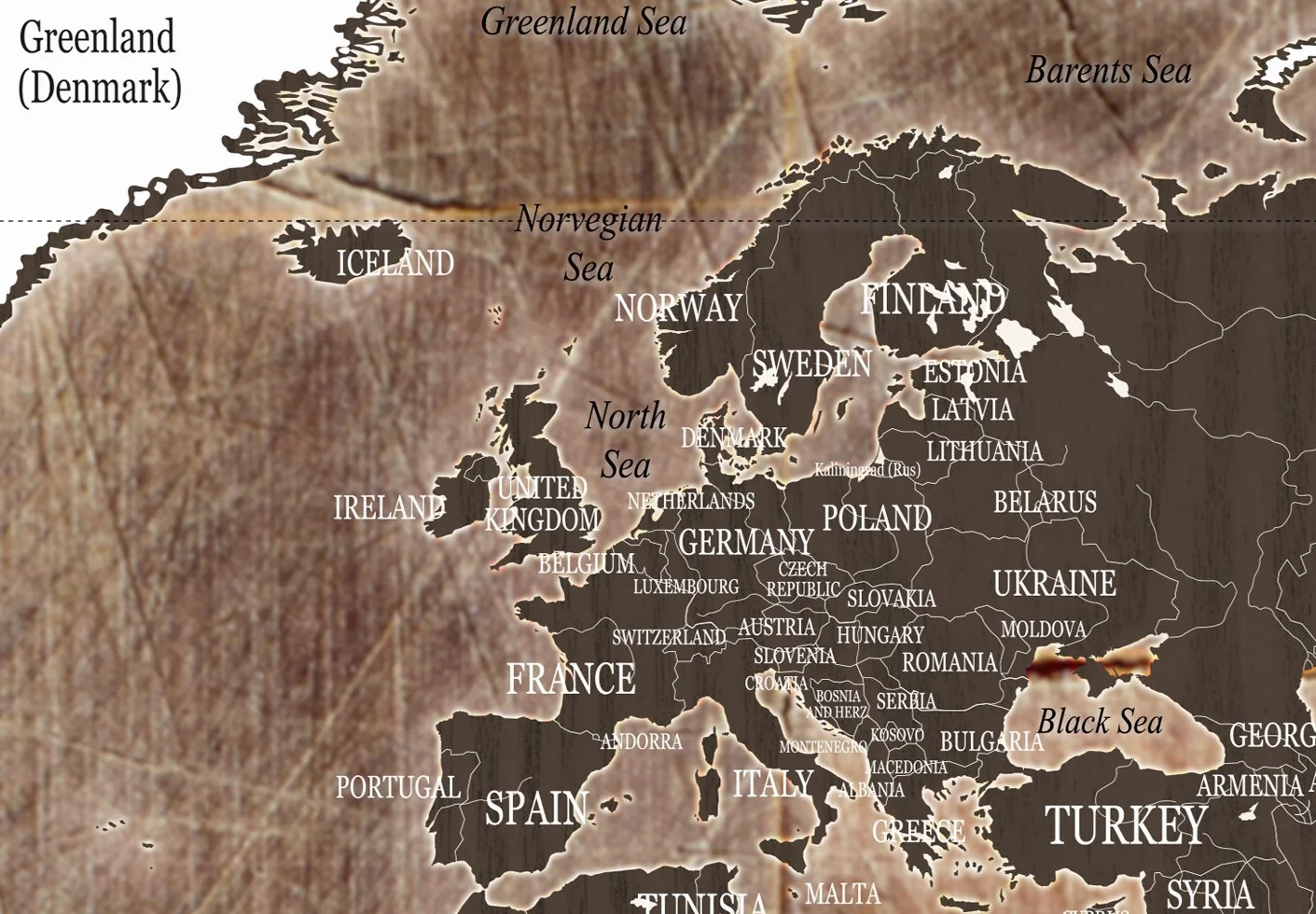 B&D XXL - Lavagna Di Sughero per Puntine - Mappa Mondo 120x80 cm 1 Pezzo - Bacheca Sughero da Parete & Quadro su tela in un Uno - Grande Decorativo per Parete per le Note - Geografica k-C-0050-p-d