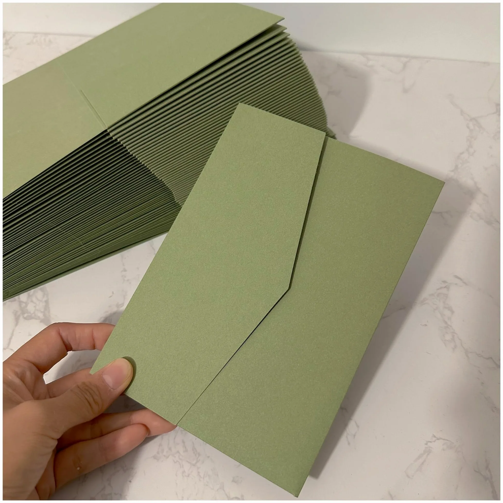 Buste Da Lettera Busta di carta for matrimonio fai da te con biglietto tascabile vuoto 50 pezzi(Sage green)