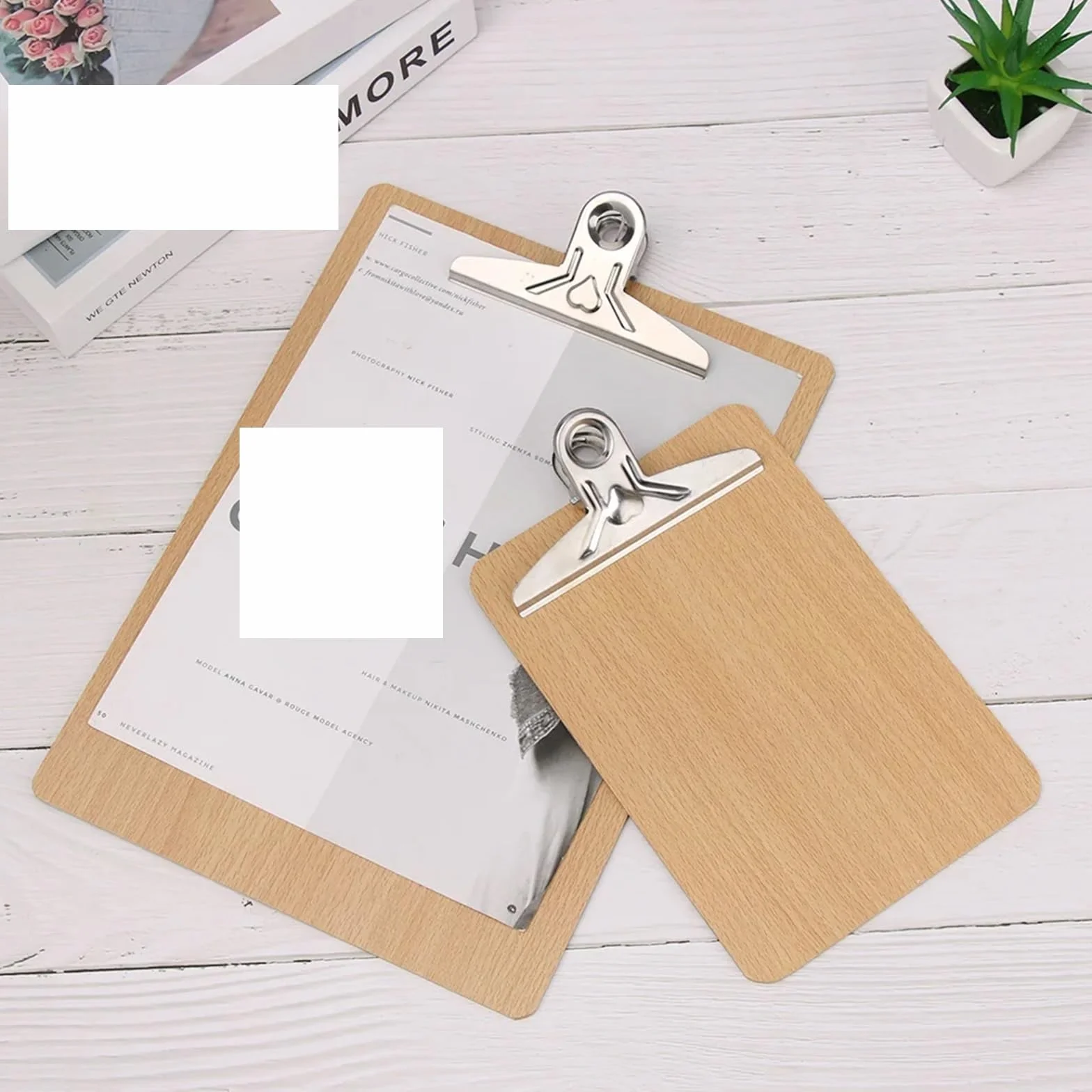 3 pezzi di fogli for appunti in legno, cartelle multifunzionali for con clip in, for appendere, articoli for ufficio per Scuola, Ufficio(A5)