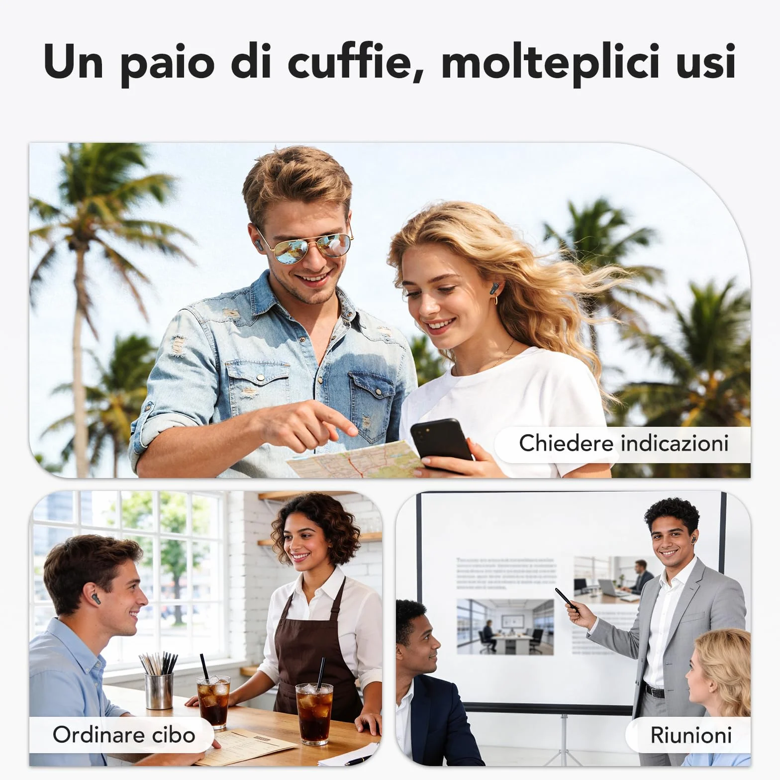 N02 Auricolari Traduttore AI 4 in 1, Cuffie con Traduzione Simultanea in Tempo Reale, 165 Lingue e 9 Modalità di Traduzione, Assistente AI, Display LCD Touch, Bluetooth 6.0 per Viaggi, Lavoro e Studio