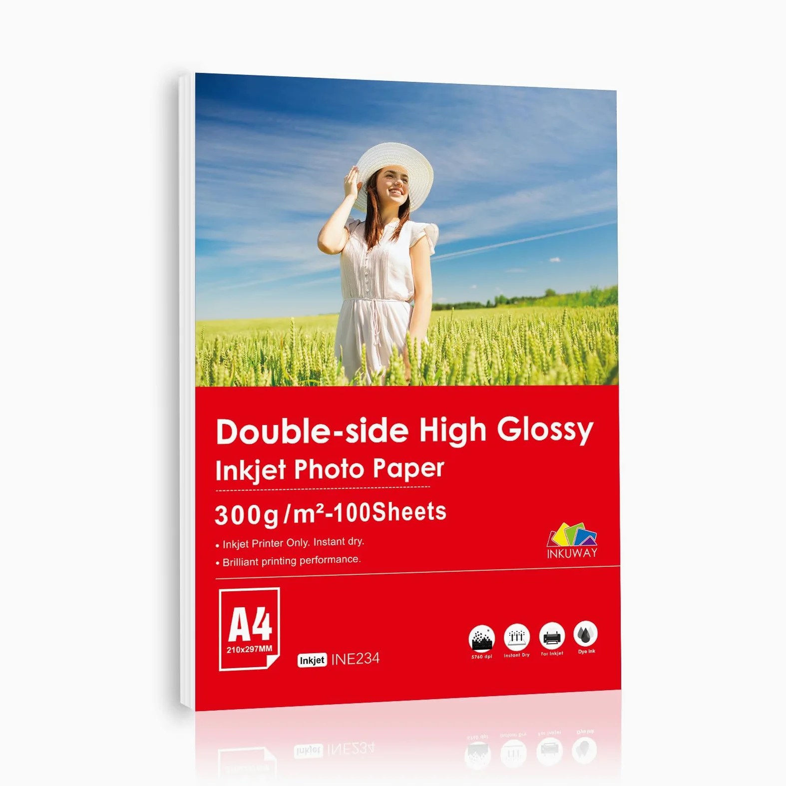 A4 spessa 300gsm doppia carta fotografica lucida Stampabile a getto di inchiostro 100sheets carta pesante