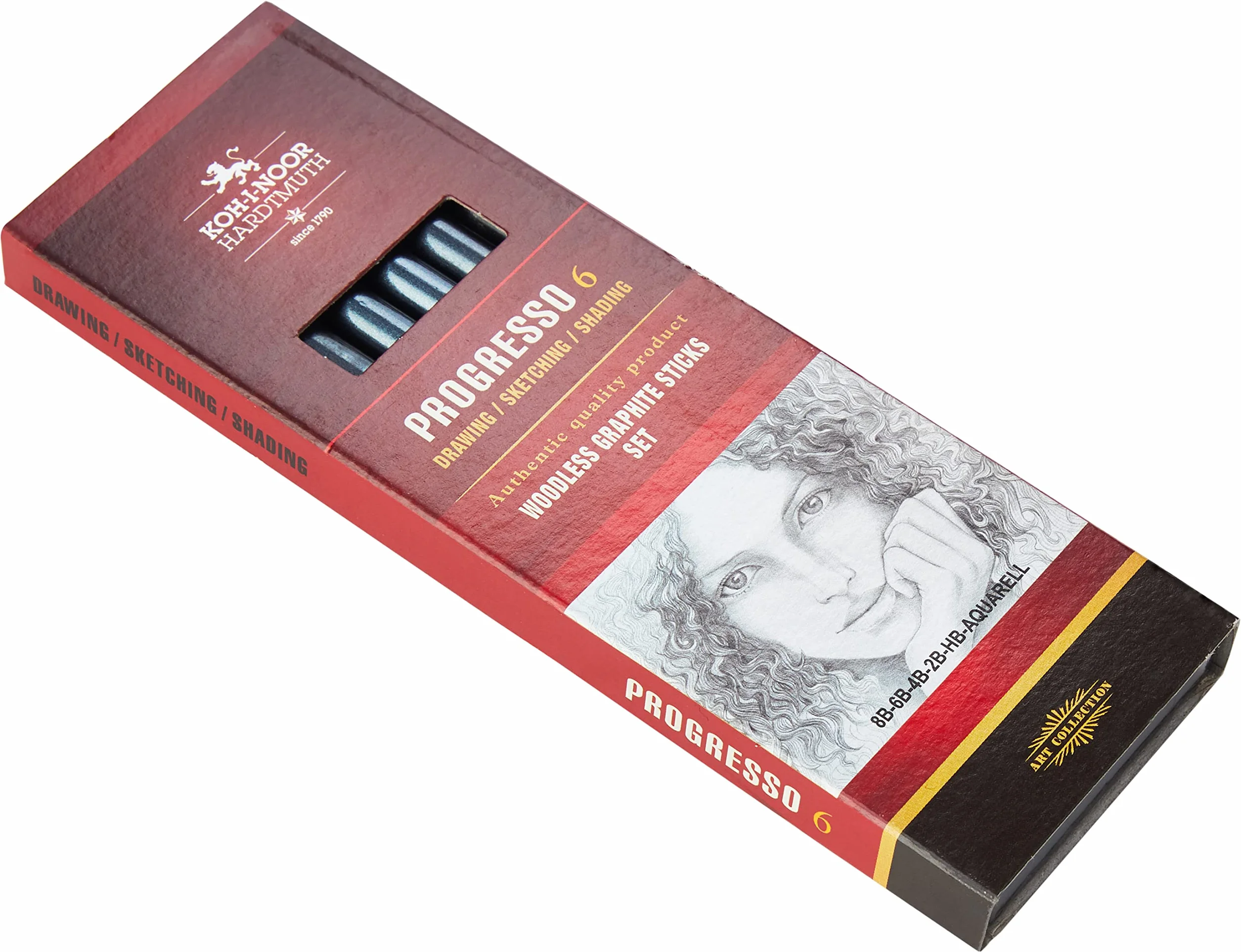Koh-I-Noor 8915 Progresso Matite in grafite senza legno 6 pezzi