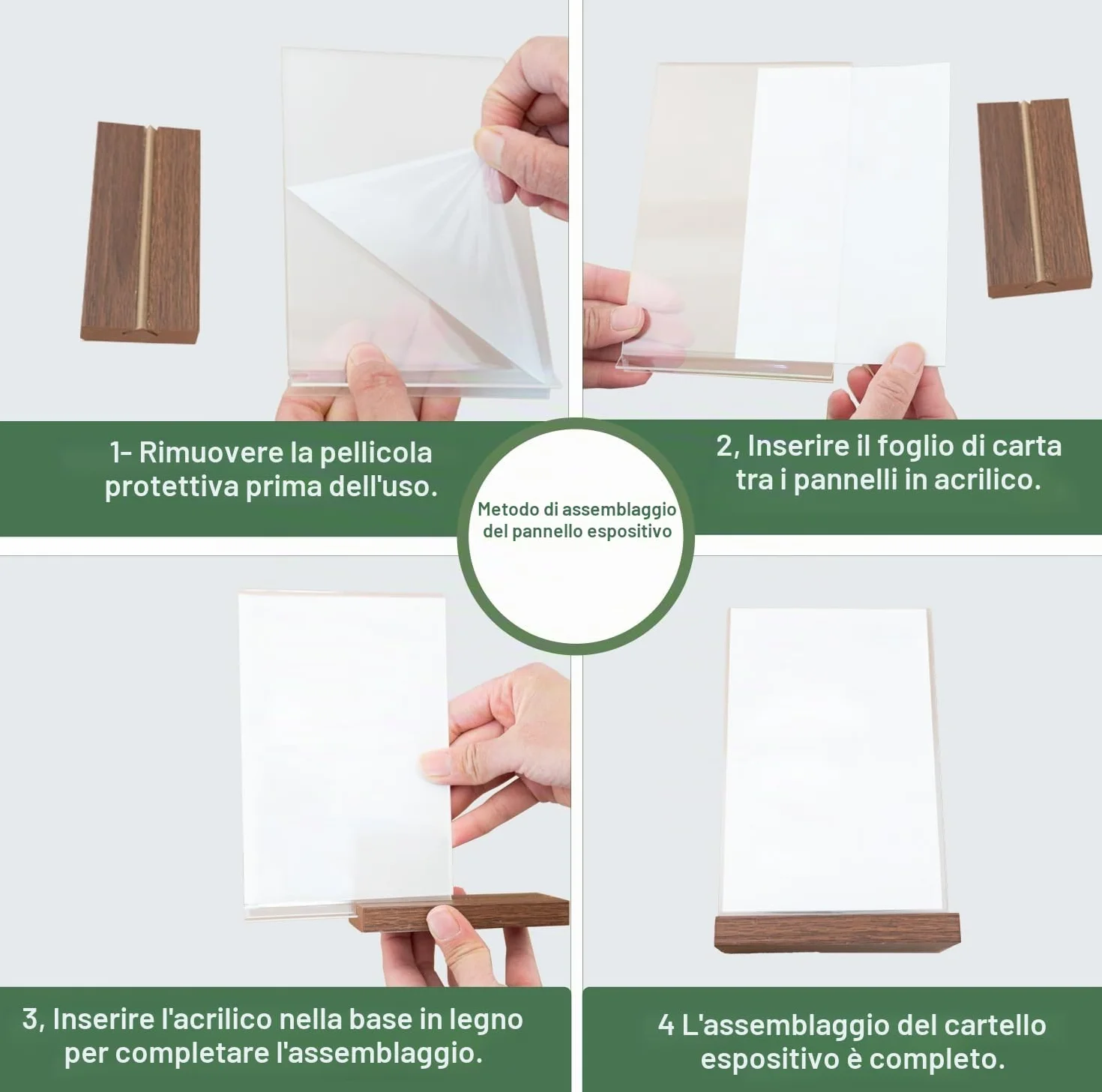 12 pezzi espositore plexiglass a5 in acrilico di alta gamma con base in legno espositore a5 per ufficio, ristorante, bar, negozio, matrimonio
