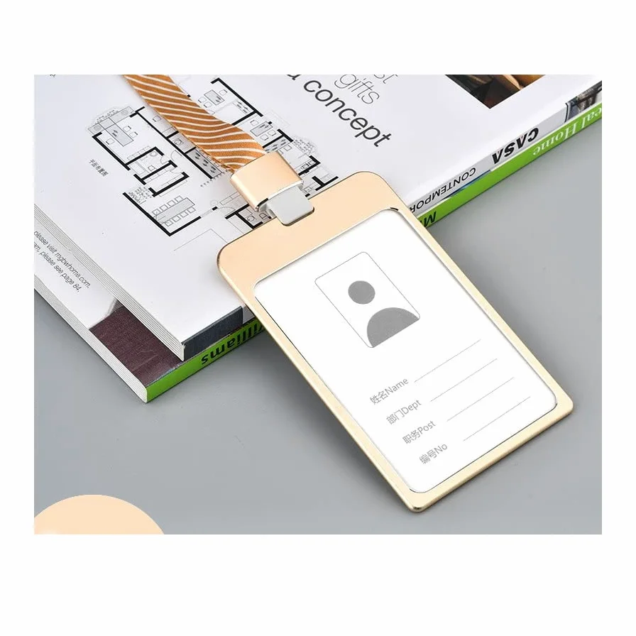Porta carte con cordino, porta badge, 6 porta badge portatili in lega di alluminio con cordino, portachiavi, porta carte di credito, cartellino con nome da lavoro, porta badge portatile, resistente