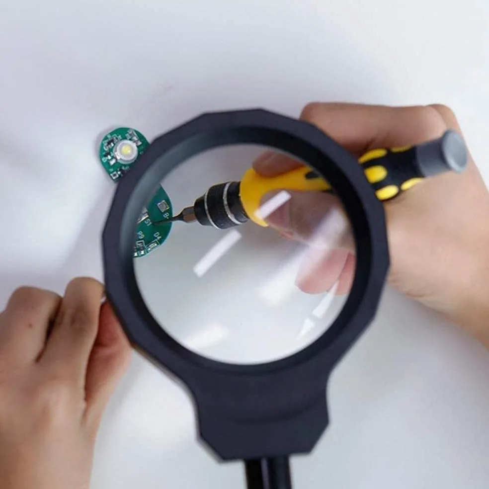 Lente d'Ingrandimento a LED, Lampada da scrivania con Lente d'Ingrandimento, Luce di Lettura Flessibile, Illuminazione per riparazioni, Lente d'Ingrandimento con Alimentazione,