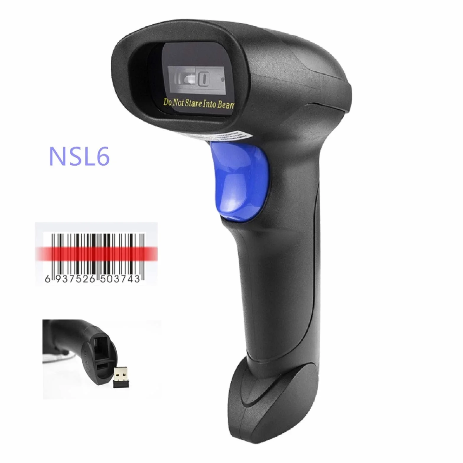 NetumScan Lettore di codici a barre wireless CCD, USB, lettura automatica, compatibile con PC, Mac, laptop, modello NSL6