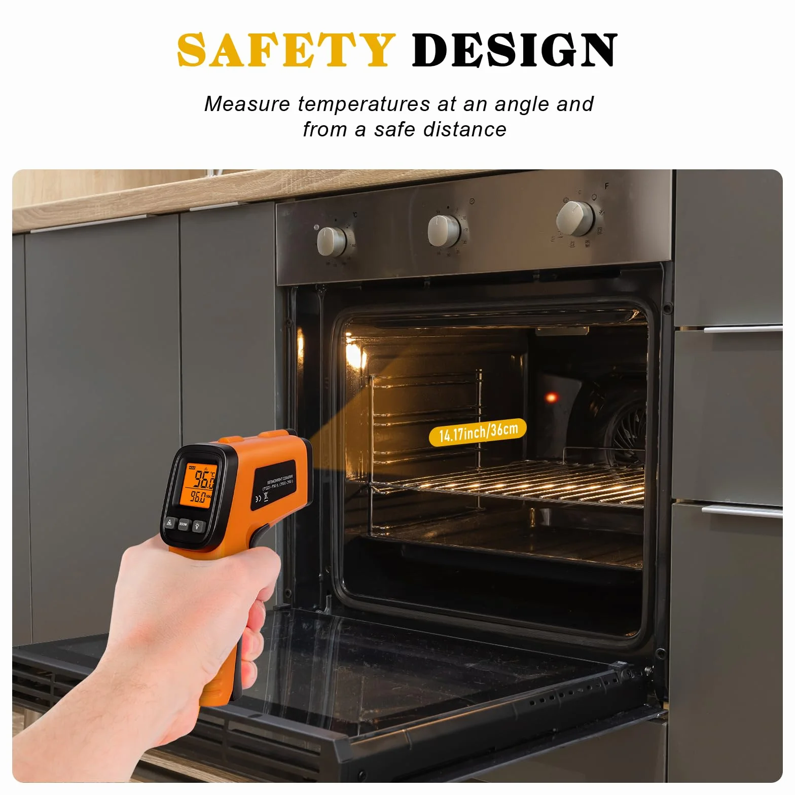 Termometro Laser Infrarossi -50°C -550°C Display LCD Regolabile per Cucina Forno Pizza
